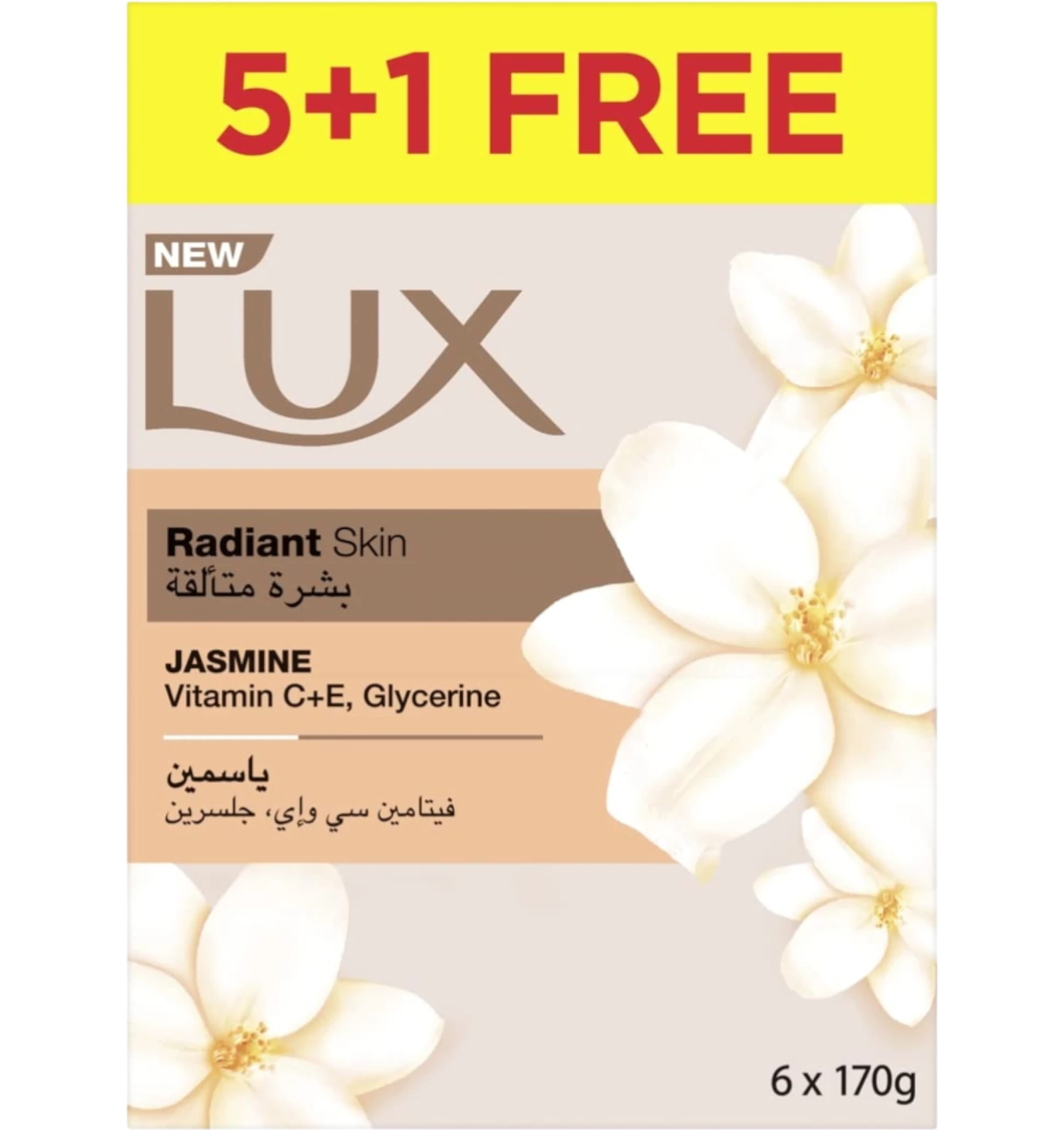 Lux Jasmine Soap with Vitamin C & E and Glycerine 6 × 170g