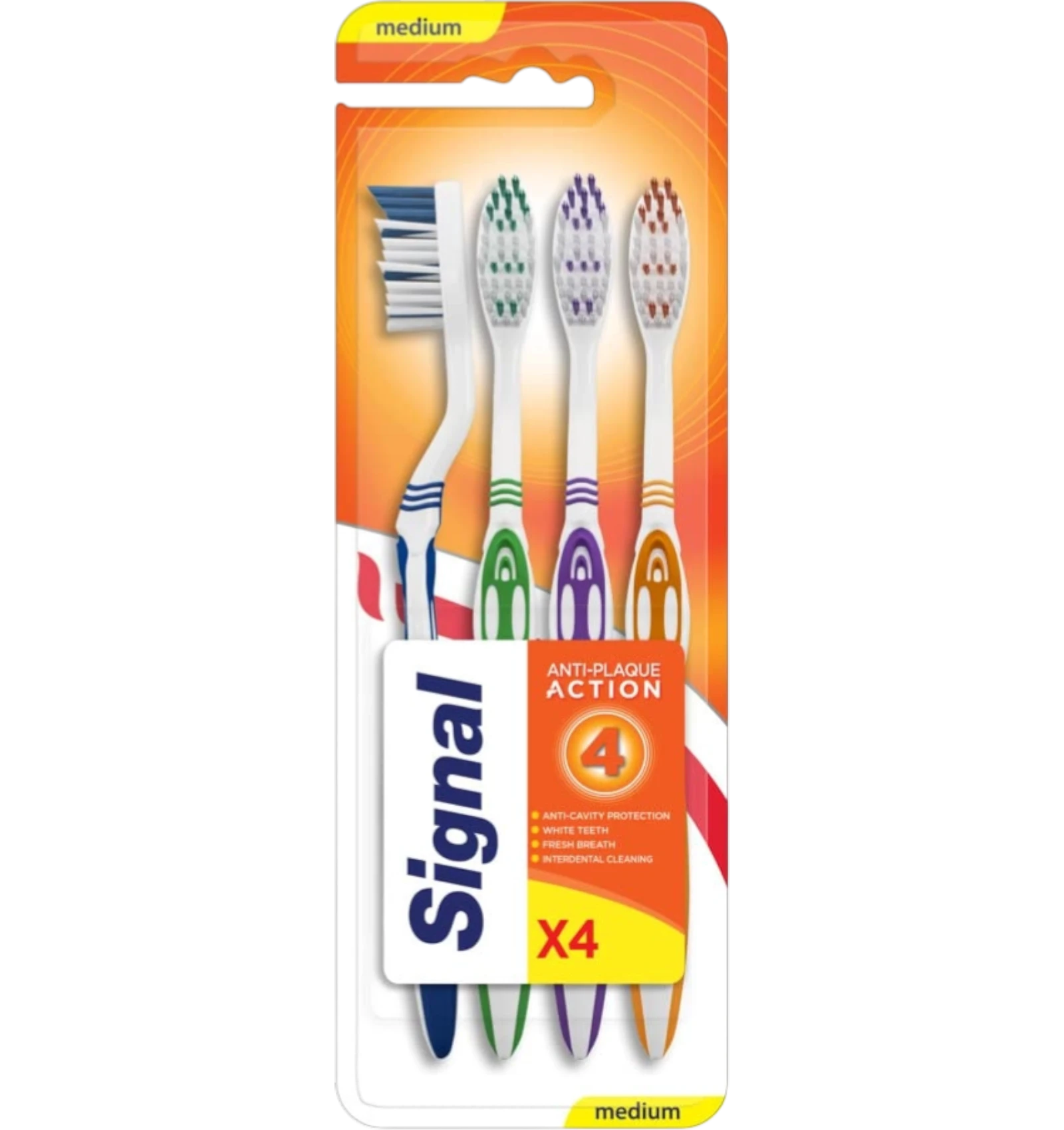 Signal Anti Plaque Toothbrush (Medium) 4 pcs