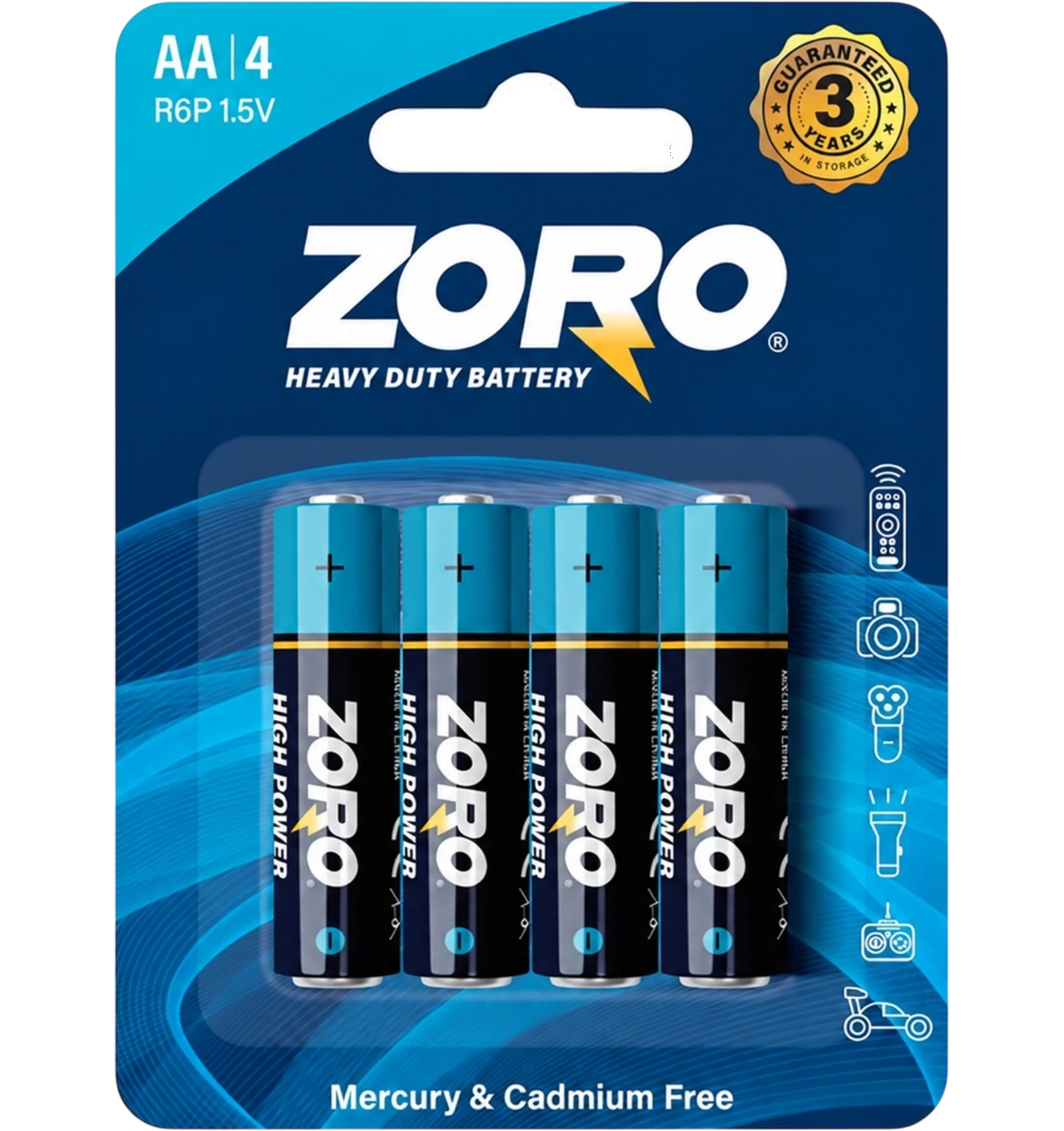 Zoro High Power AA Batteries R03P 1.5V 4 Pcs