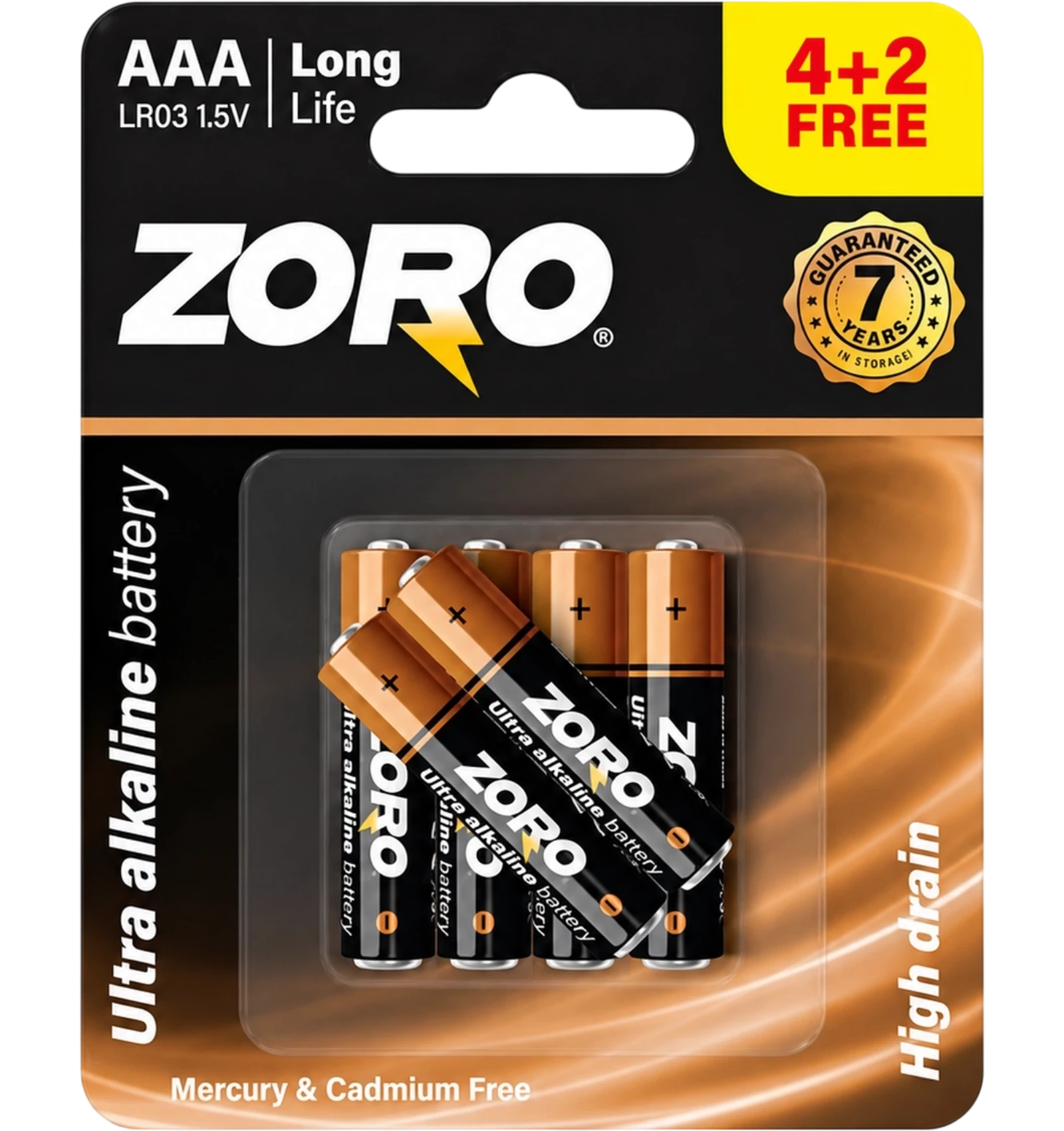 Zoro AAA Batteries 1.5V 6 Pcs