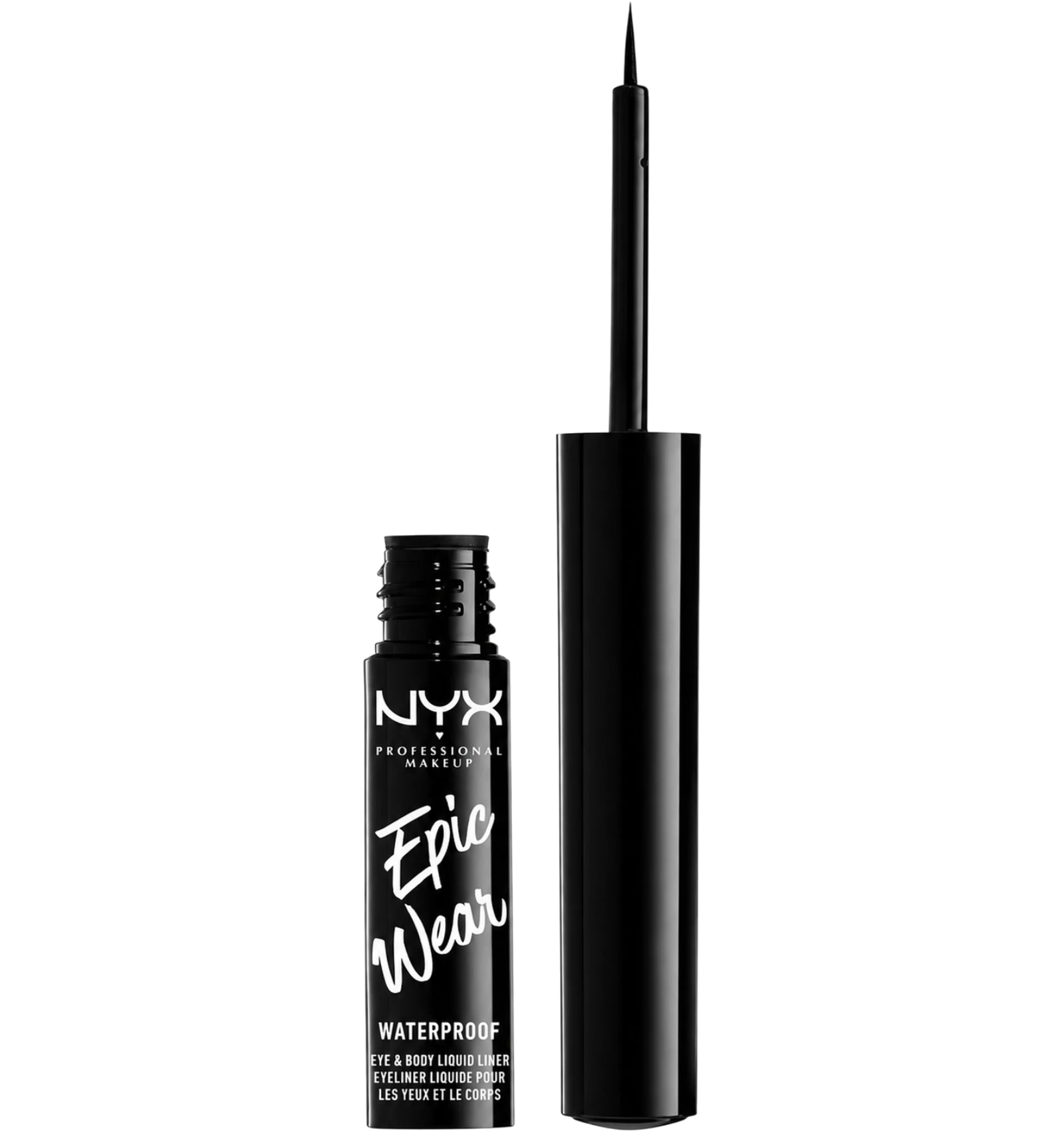 NYX Epic Wear waterproof brown liquid eyeliner bottle with fine brush