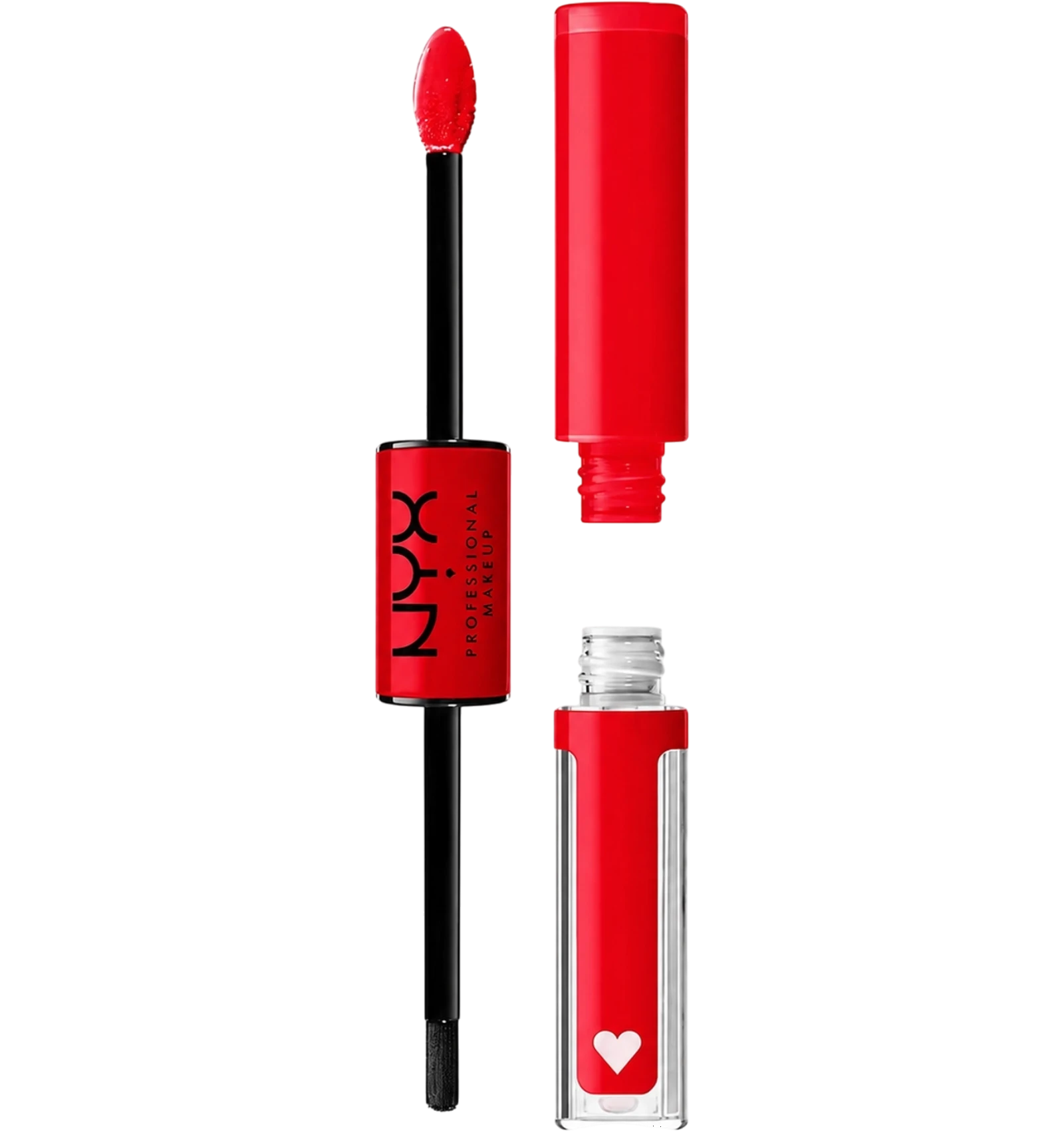 NYX Shine Loud dual-ended red lipstick with clear gloss 17 Rebel In Red