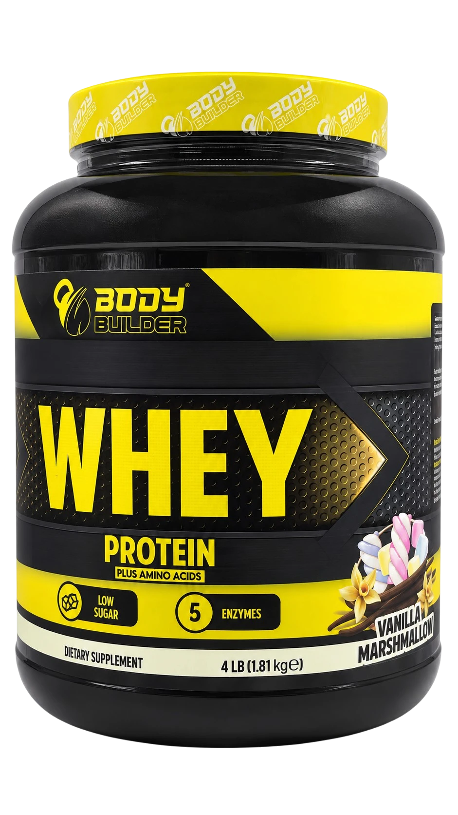 Body Builder 100% whey protein Vanilla Marshmallow flavor 4lb tub