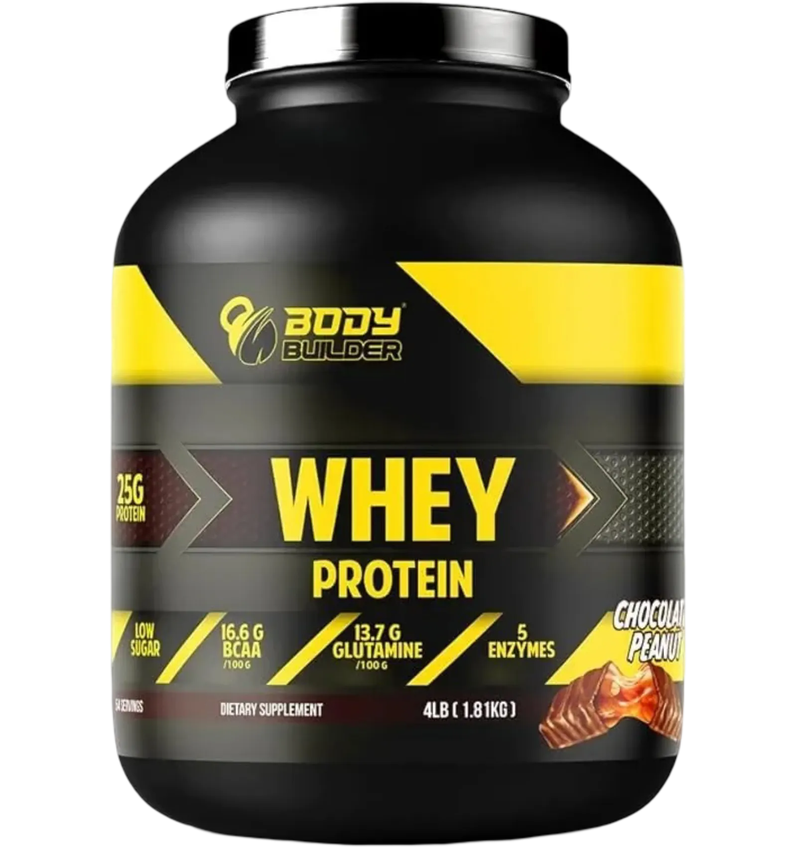 Body Builder 100% Whey Protein Chocolate Peanut flavor 4 lb tub