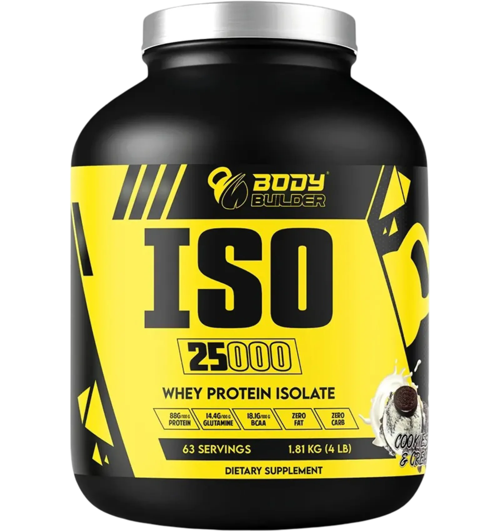 Body Builder Whey Protein ISO cookies and cream flavor four pound