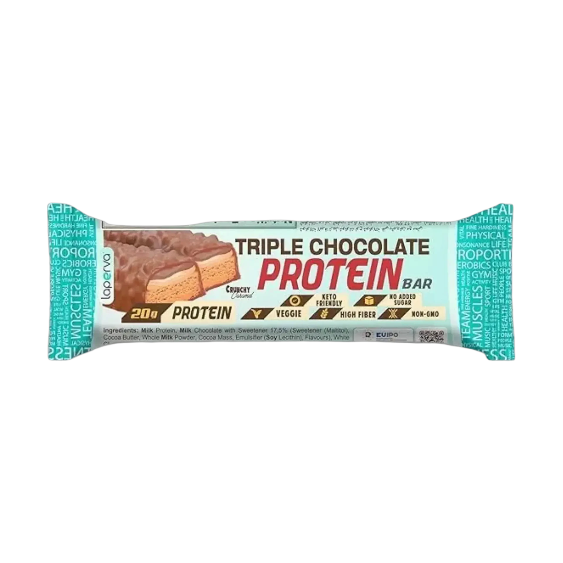 Laperva Triple Chocolate protein bar with crunchy caramel filling 60g