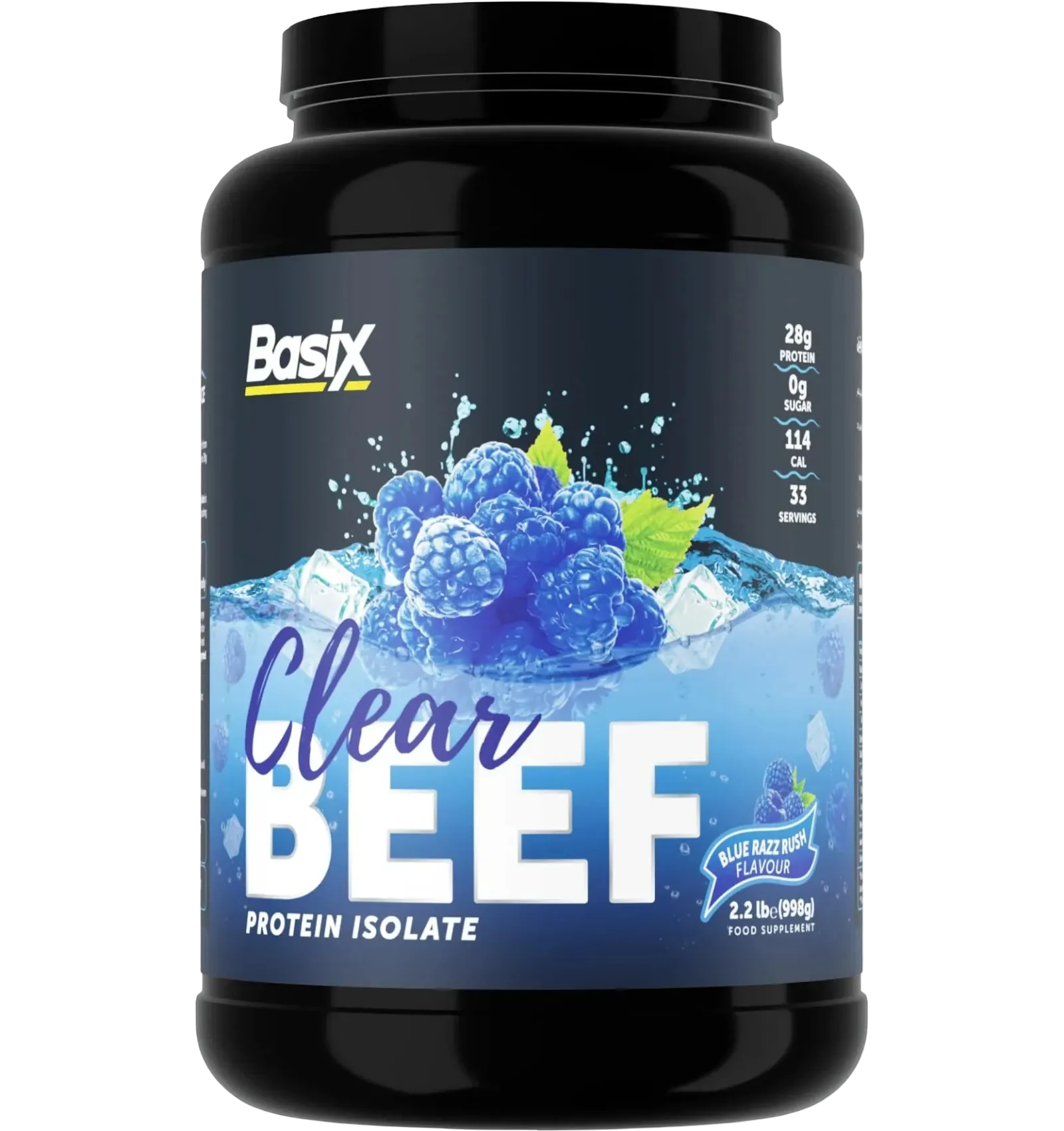 Basix Clear Beef Protein Isolate in Blue Razz Rush 2.2lb