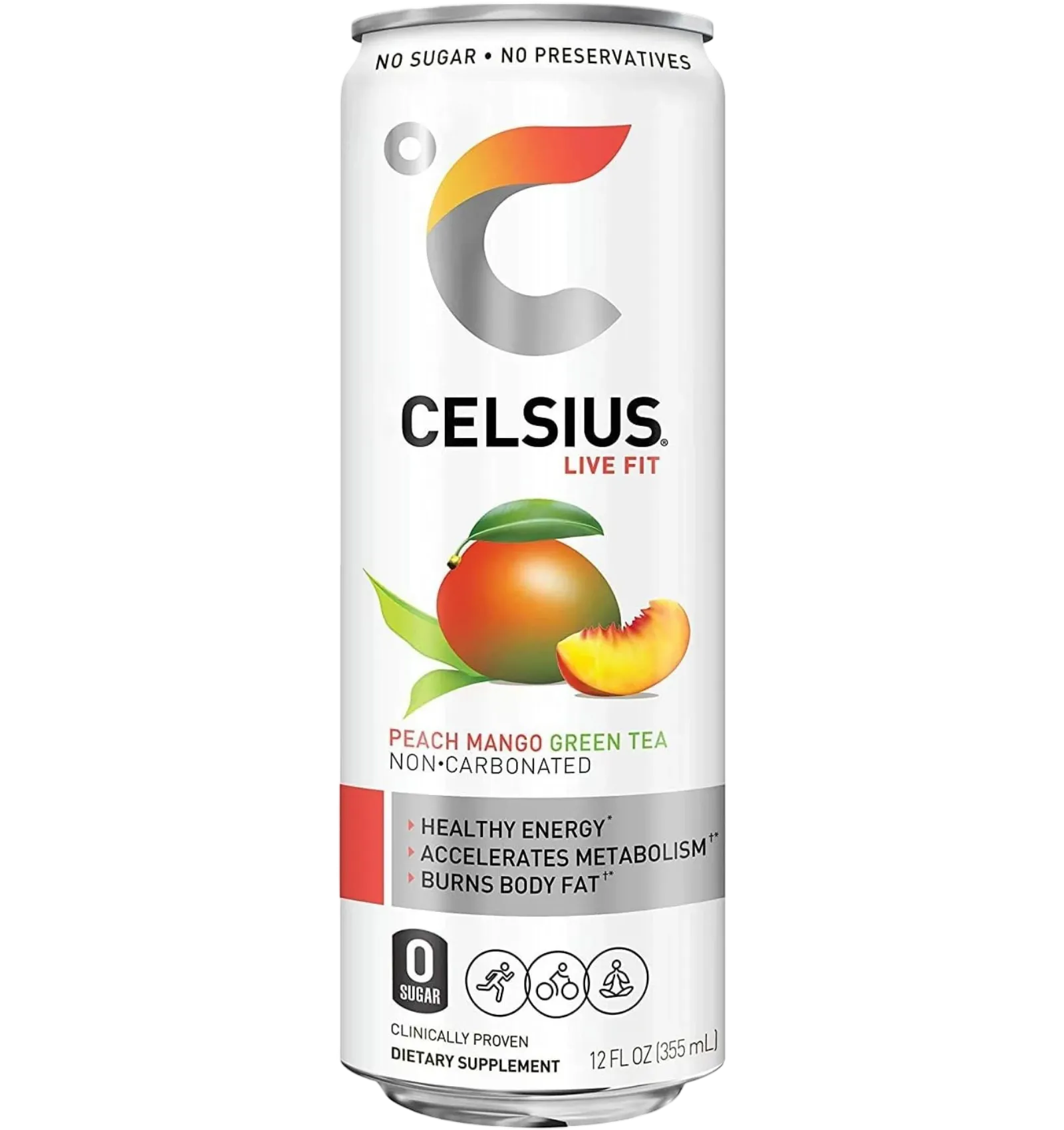 Celsius peach mango green tea fitness drink 355ml