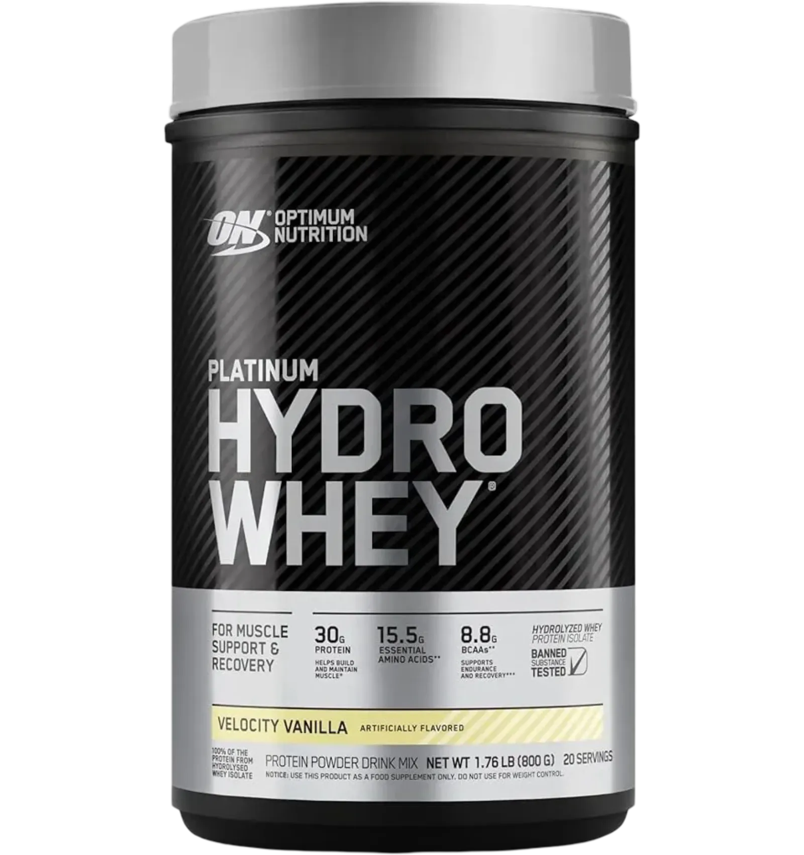 Optimum Nutrition Platinum HydroWhey vanilla flavor 1.76 pound container