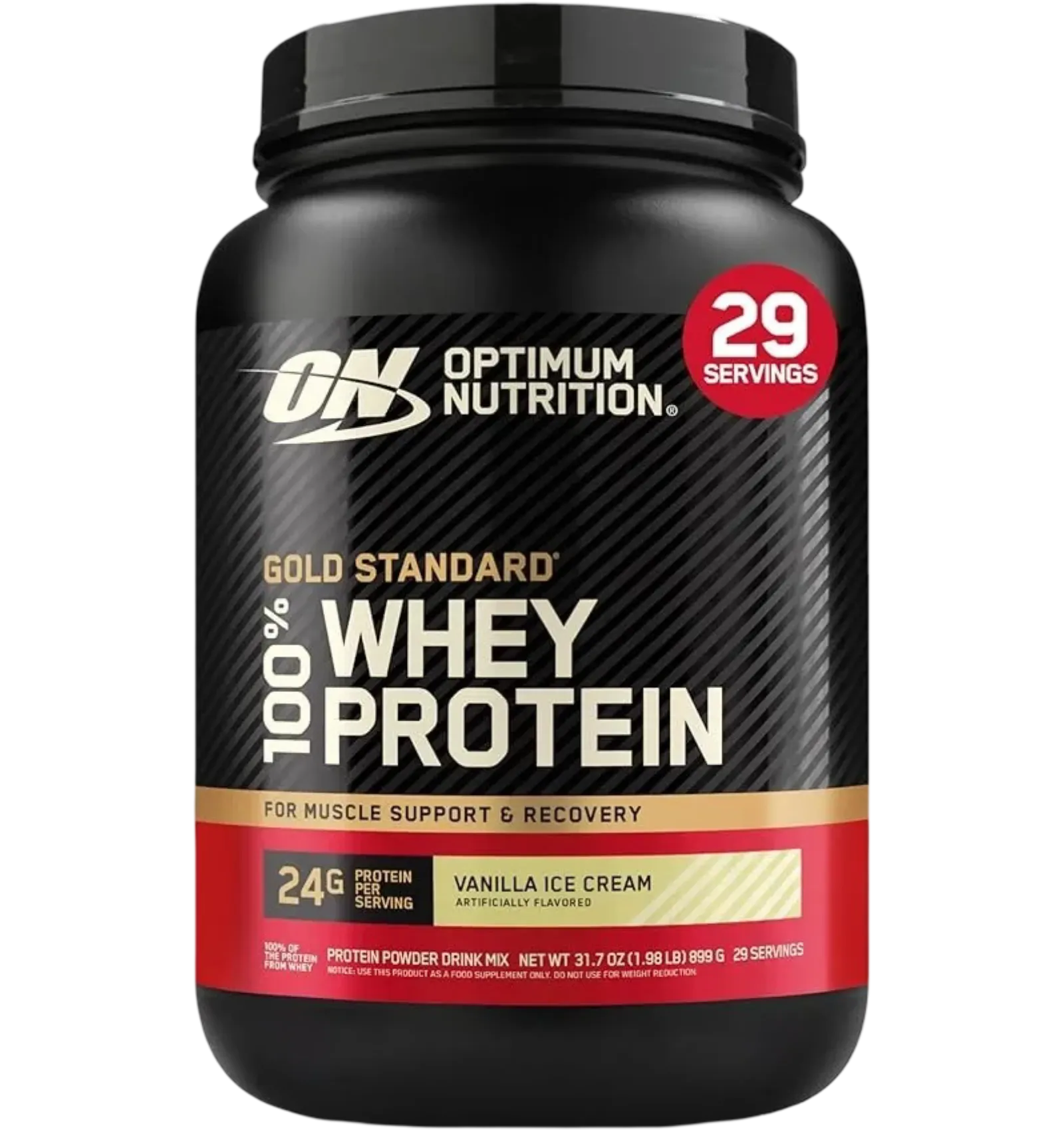 Optimum Nutrition Gold Standard whey protein in vanilla ice cream flavor 2LB