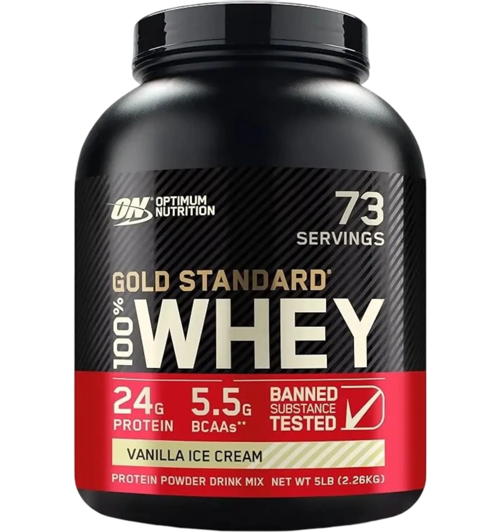 Optimum Nutrition Gold Standard 100% Whey Vanilla Ice Cream 5LB 73 servings