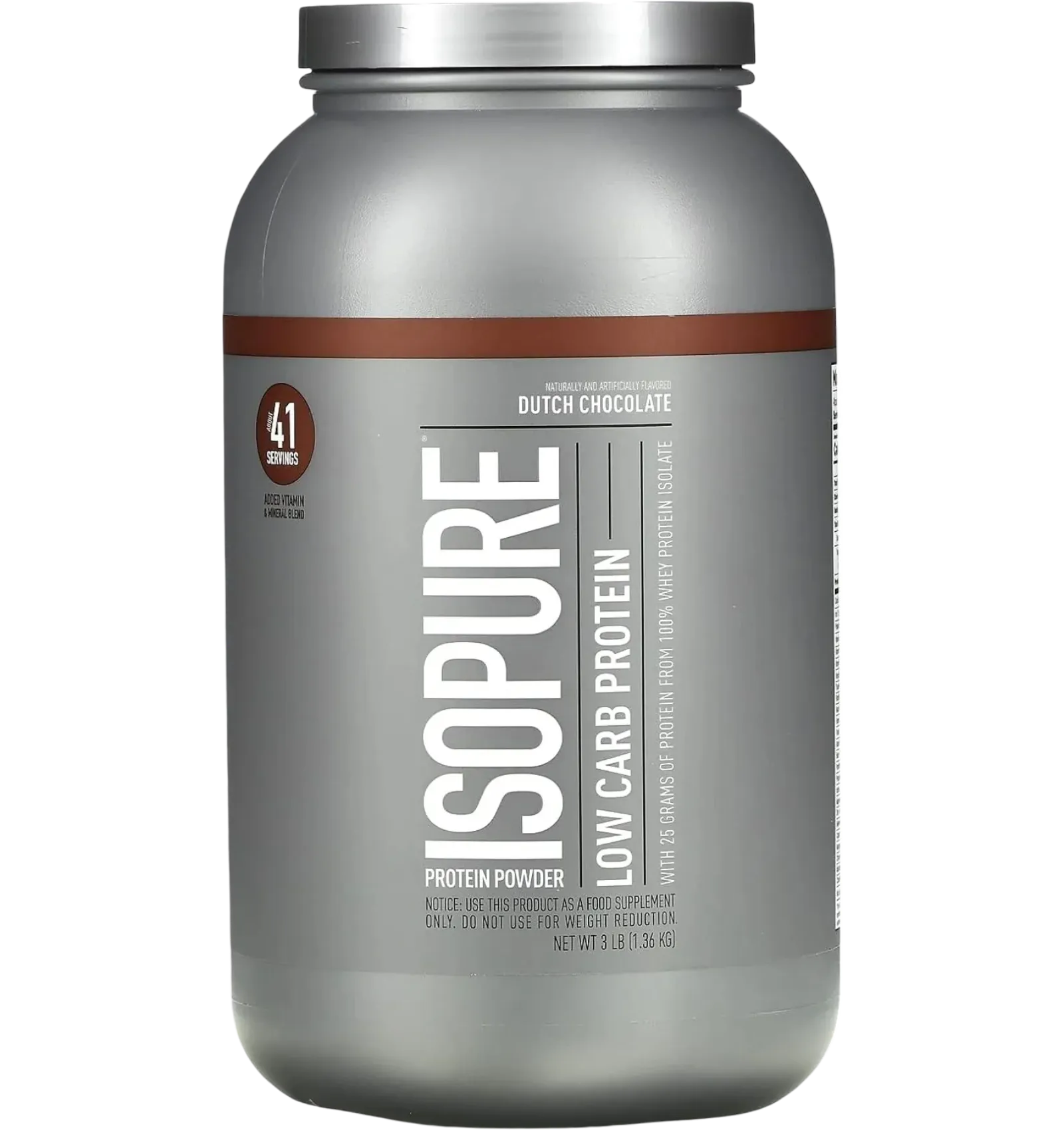 Isopure Low Carb Whey Protein Dutch Chocolate flavor 1.36 kg tub