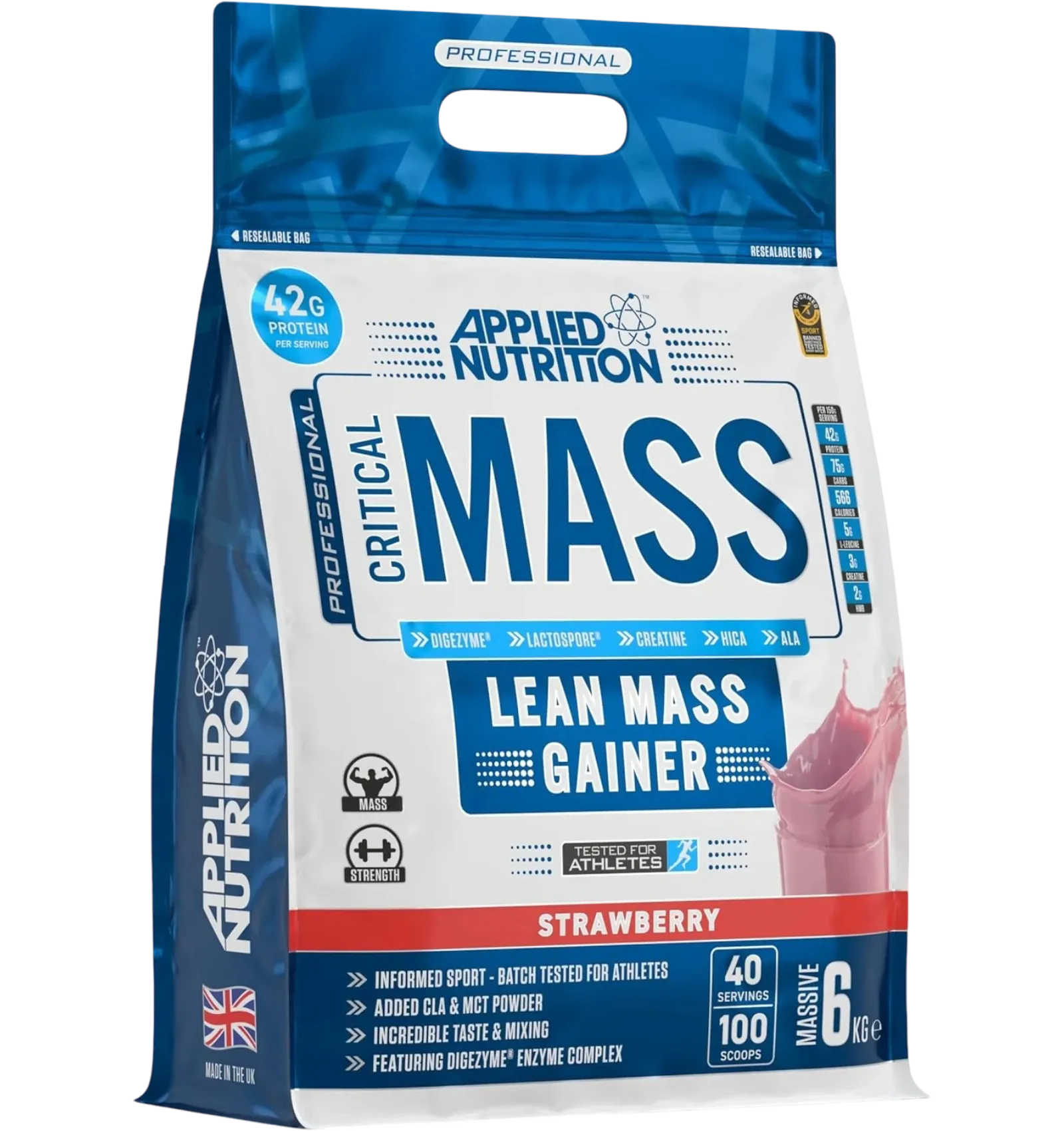 Applied Nutrition Critical Mass Lean Mass Gainer Strawberry 6kg