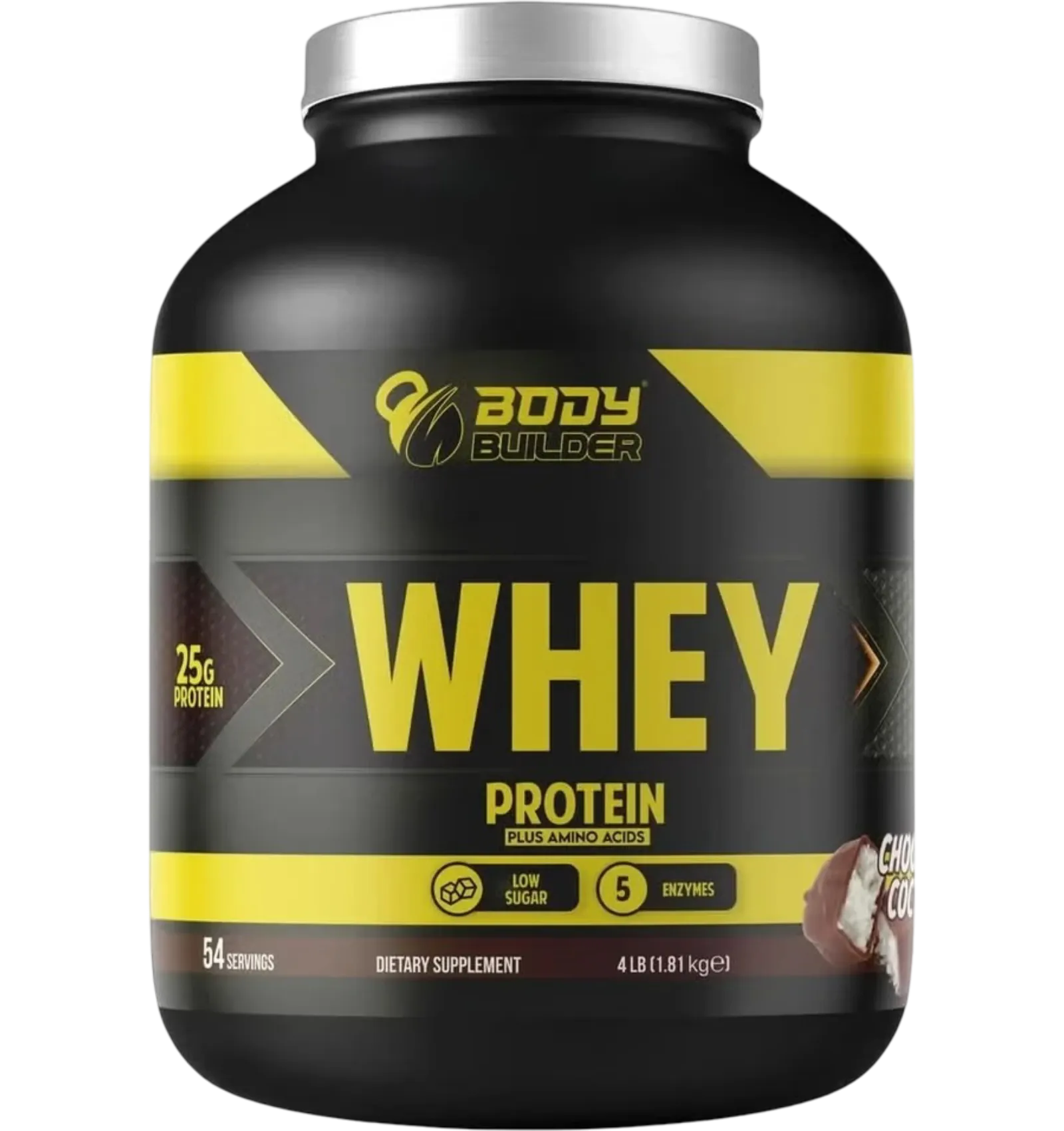 Body Builder Whey Protein Chocolate Coconut Flavor 4lb 54 Servings