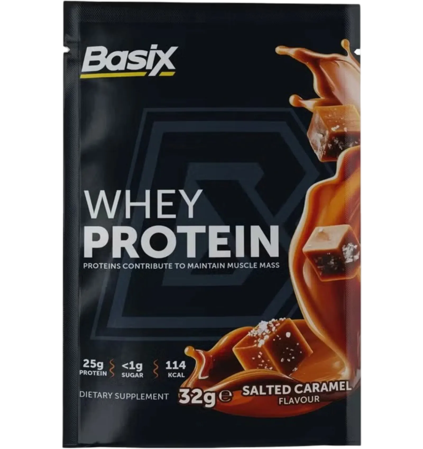 Basix Whey Protein Sachet Salted Caramel Flavor 32g 25g Protein