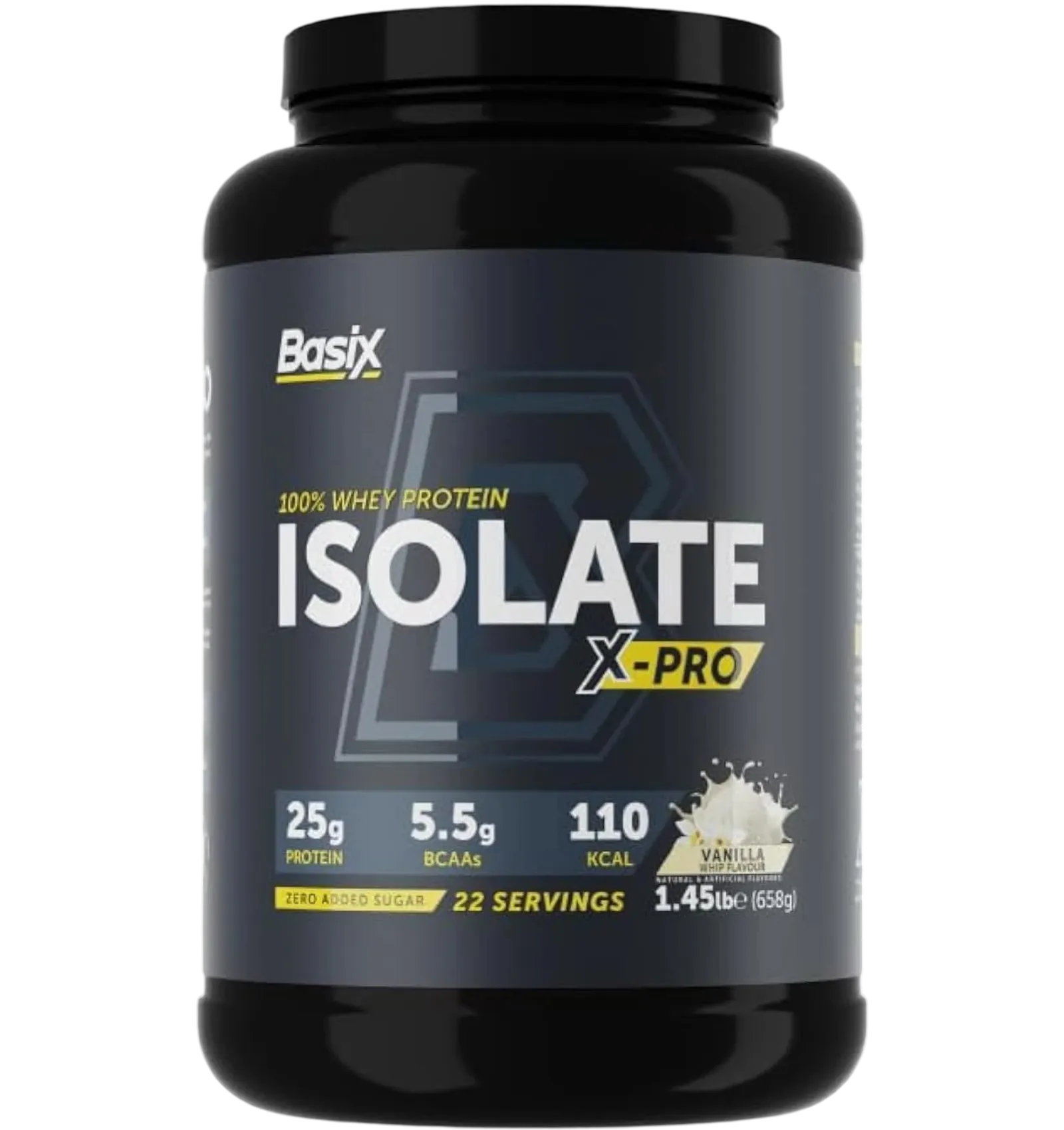 Basix Whey Protein Isolate X-Pro Vanilla flavor 1.45 lb tub