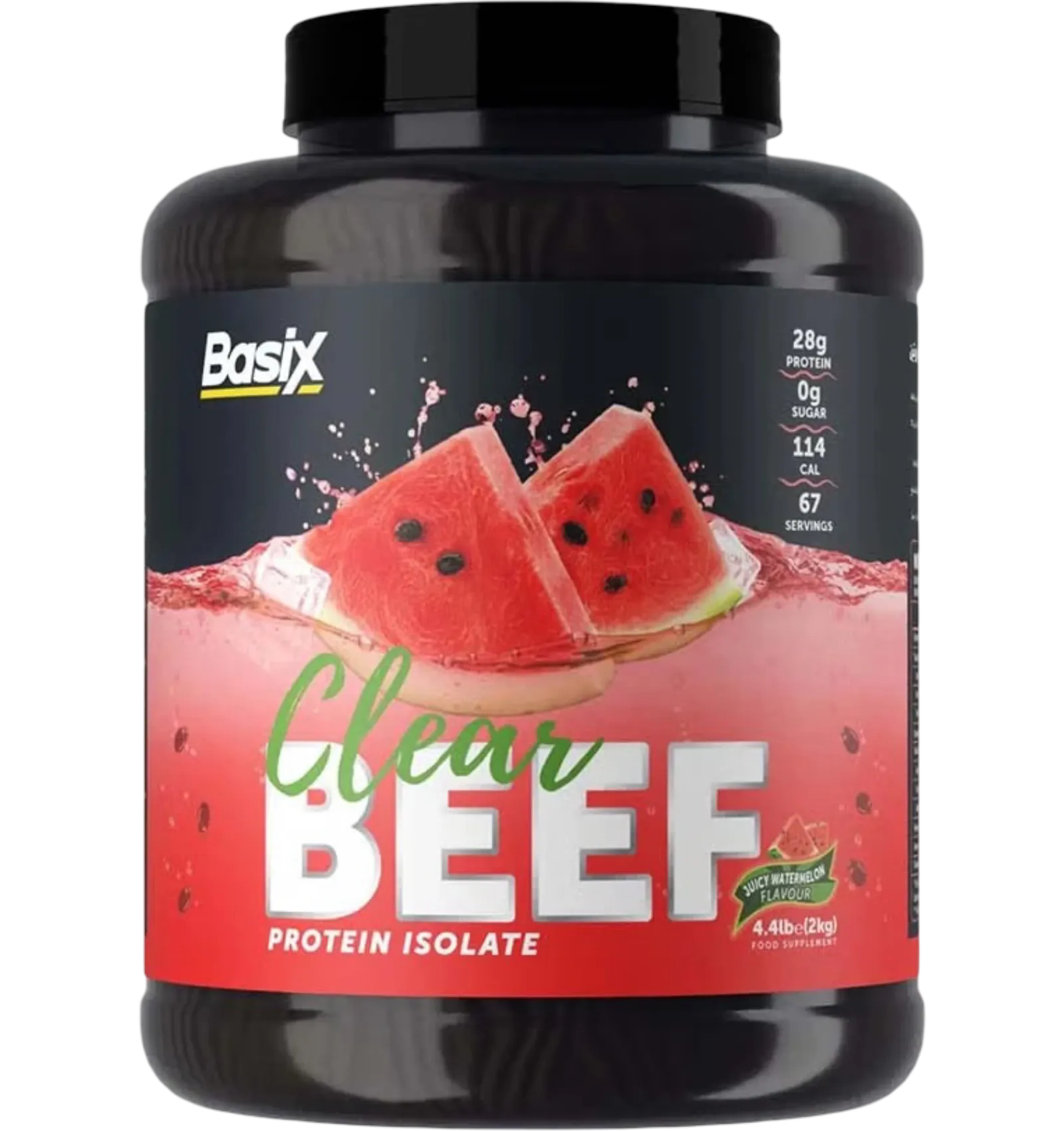 Basix Beef Protein Isolate powder in Watermelon flavor 4.4 Lb container