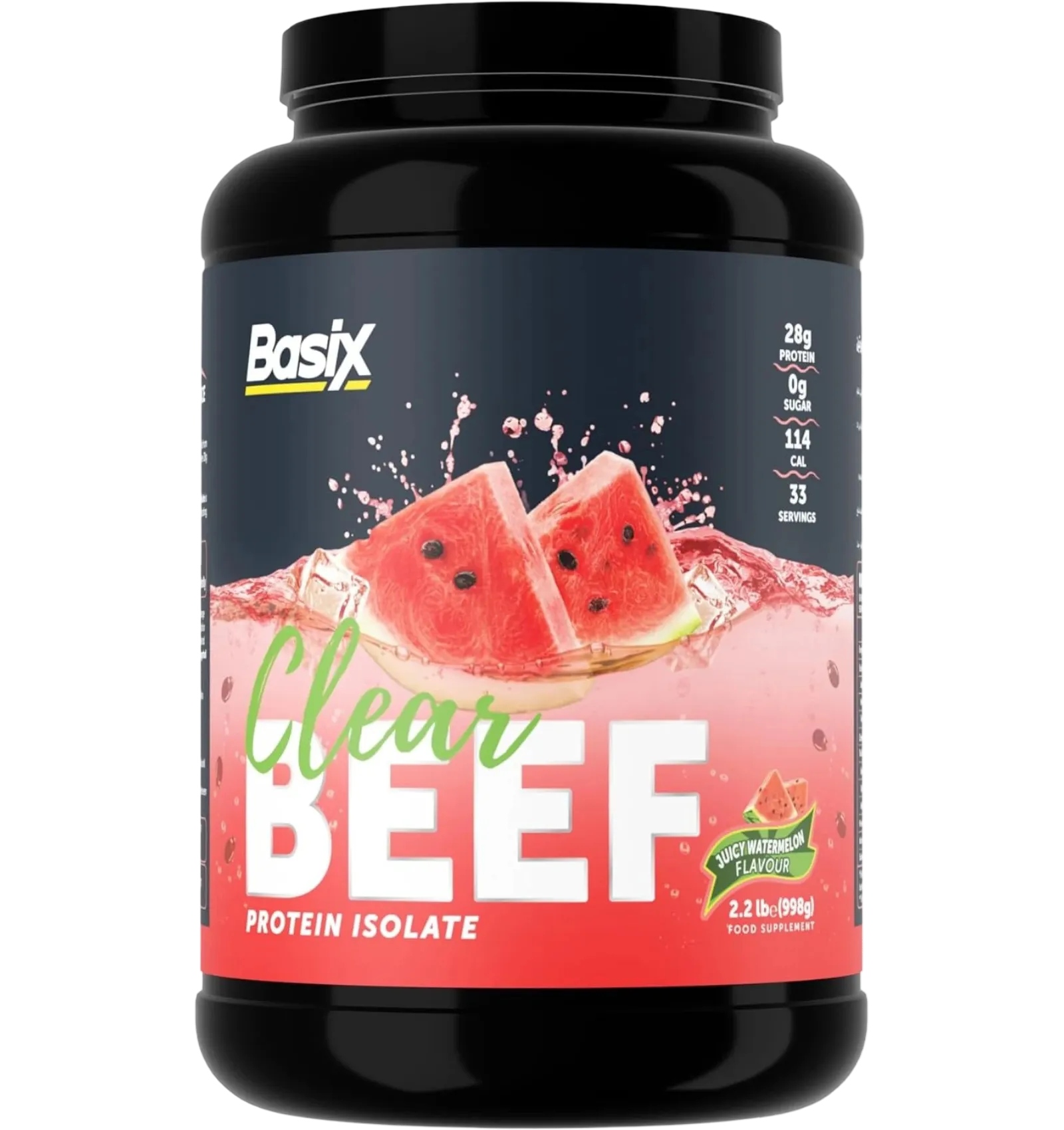 Basix Clear Beef Protein Isolate watermelon flavor 998g tub