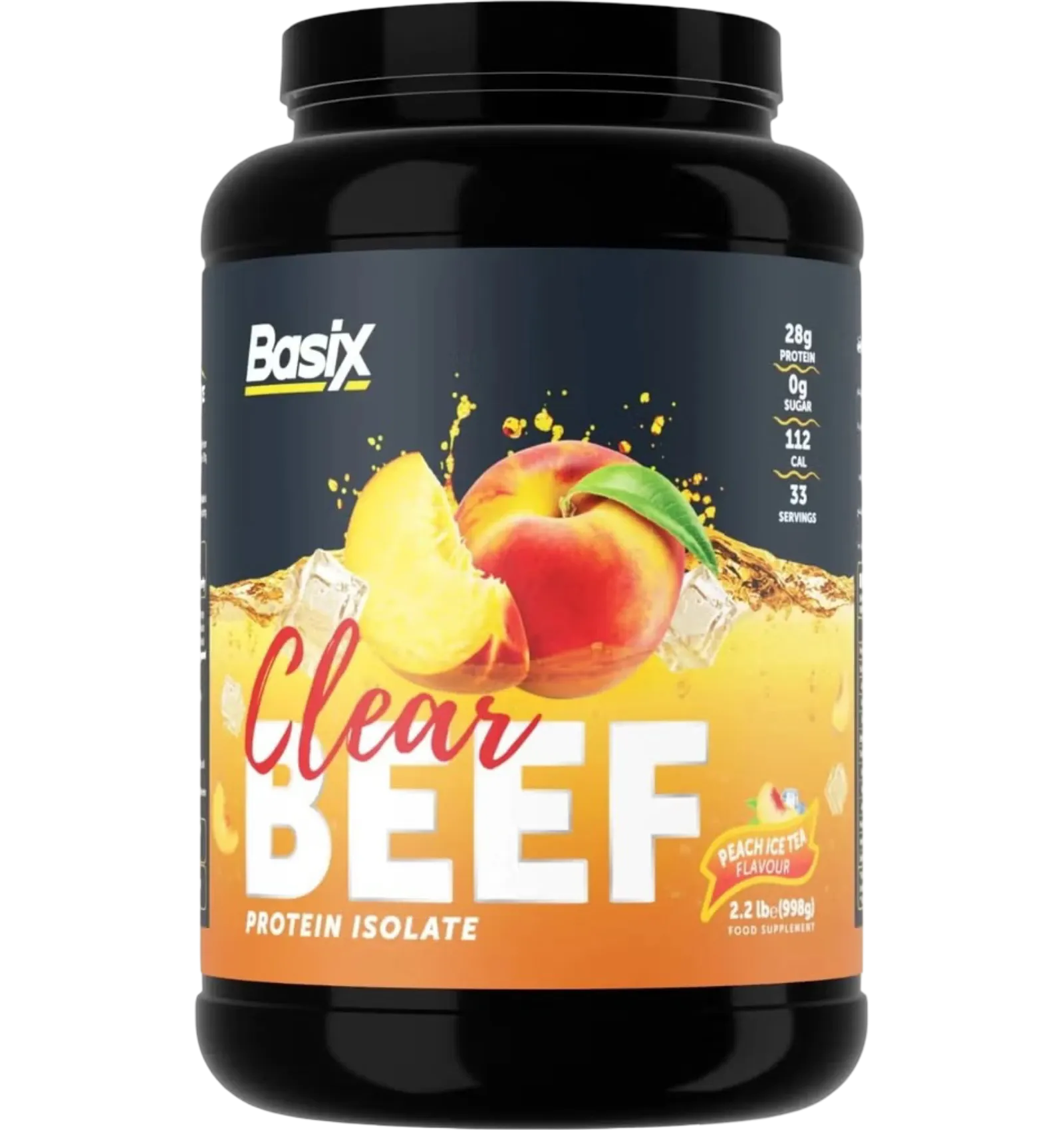 Basix Clear Beef Protein Isolate Peach Iced Tea Flavor 2.2lb