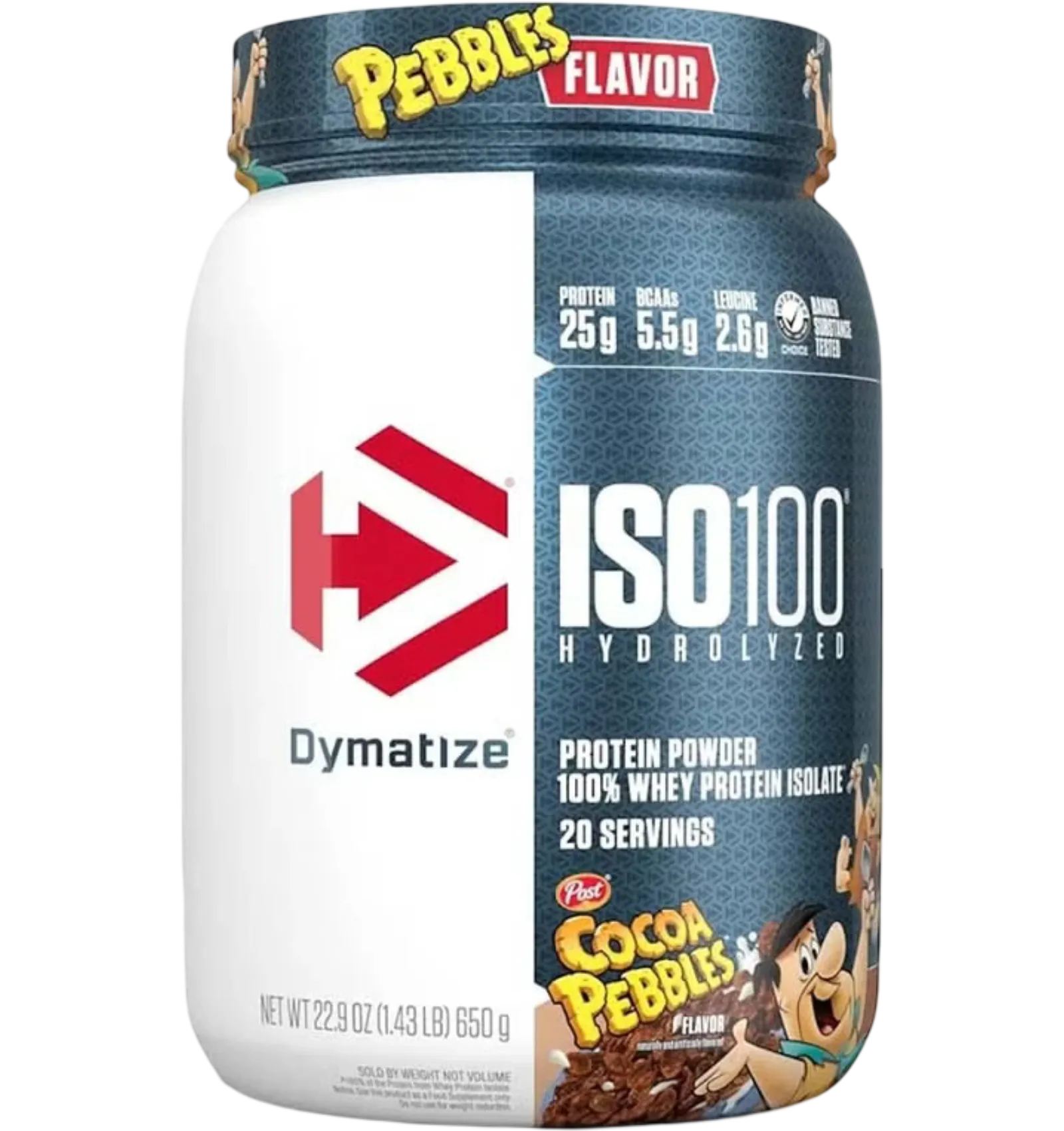Dymatize ISO 100 hydrolyzed whey isolate in Cocoa Pebbles flavor 650g