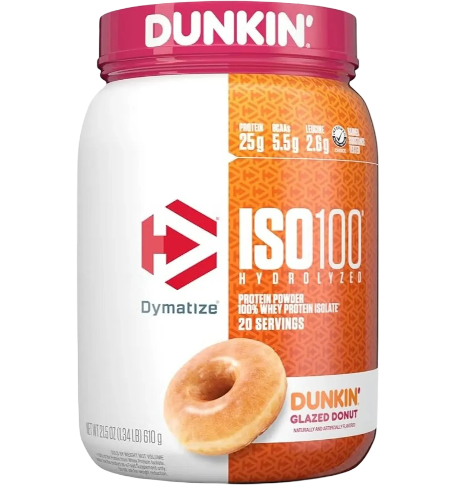 Dymatize ISO 100 Hydrolyzed Whey Isolate Dunkin Glazed Donut 610g