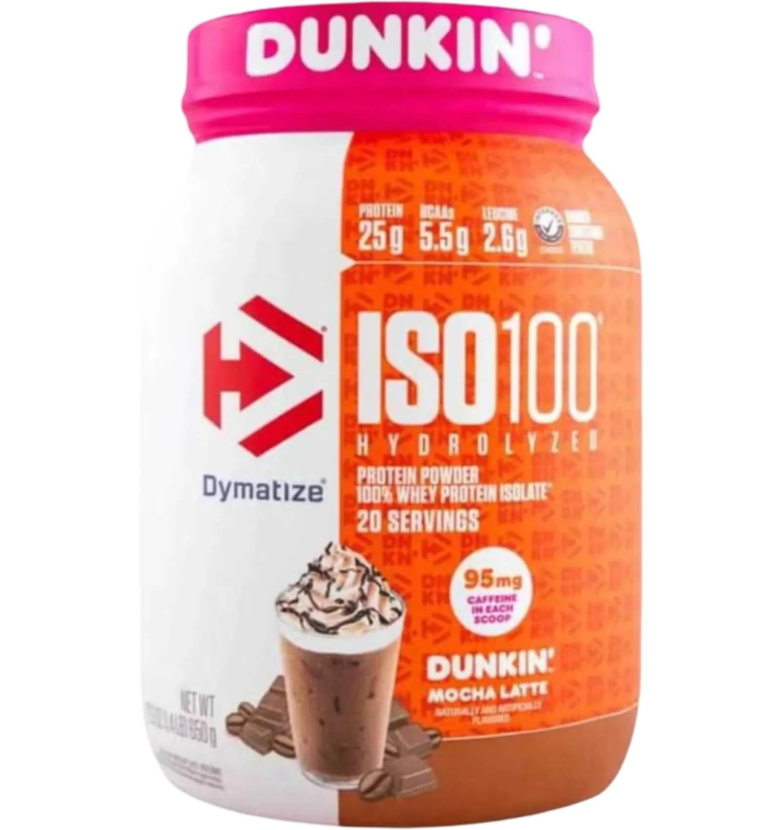 Dymatize ISO 100 whey isolate Dunkin mocha latte flavor 660g 20 servings