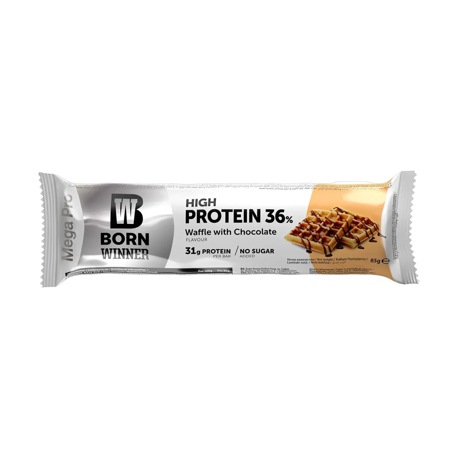Born Winner Mega Pro Protein Bar Waffle with Chocolate flavor 85g
