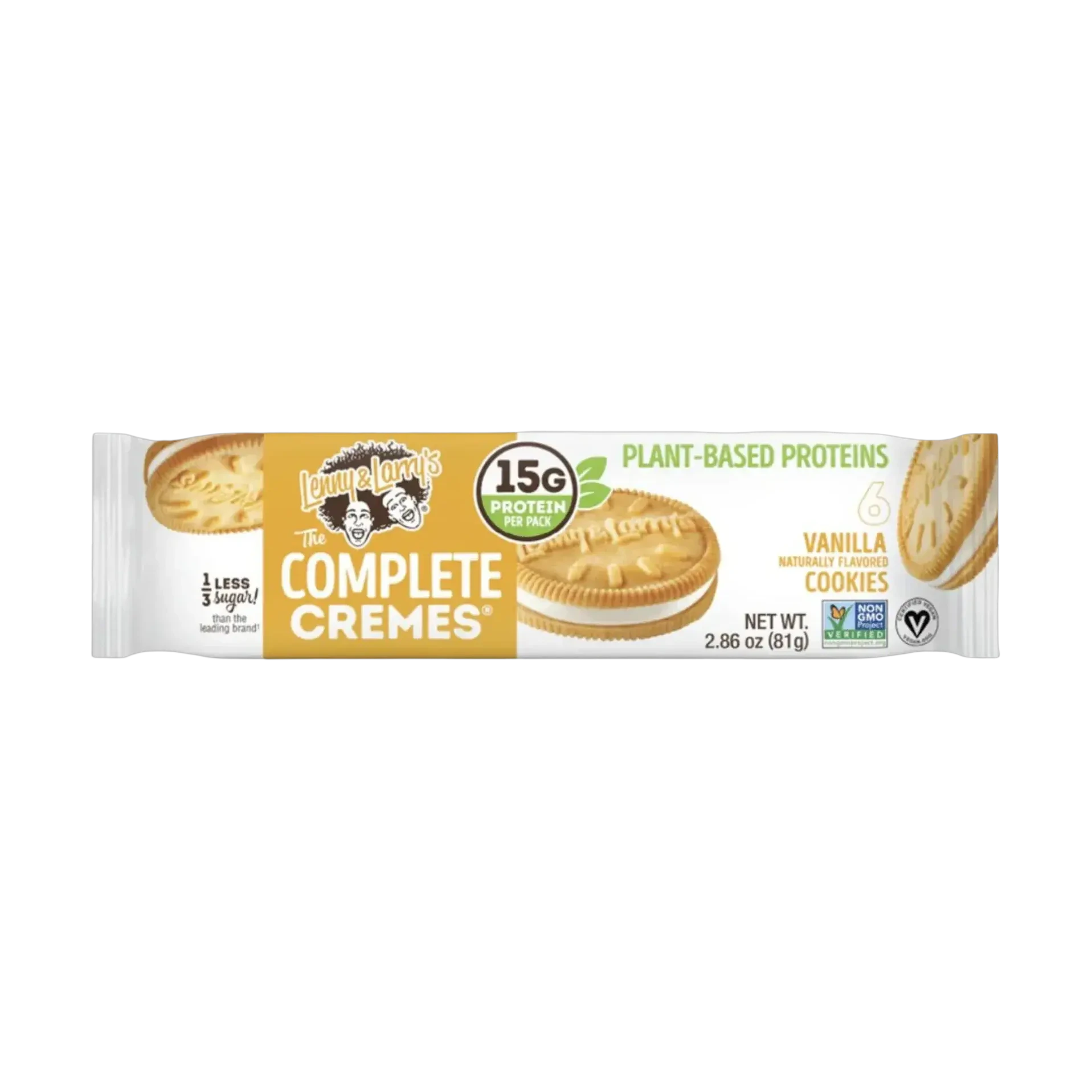 Lenny and Larry's Complete Cremes vanilla sandwich cookies 81 gram pack