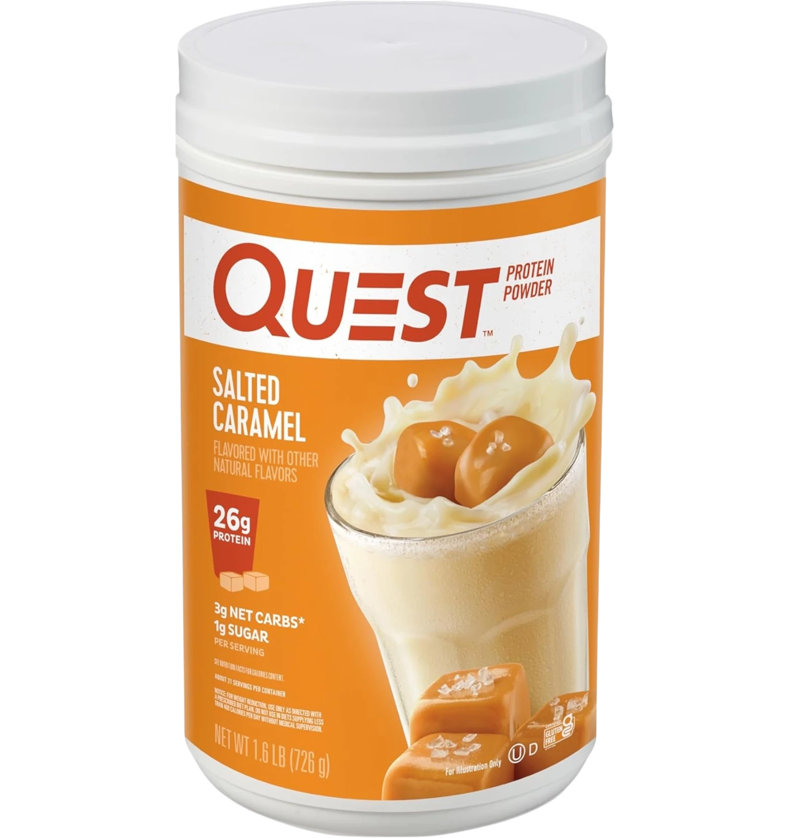 Quest Salted Caramel Protein Powder 726g with 26g protein per scoop