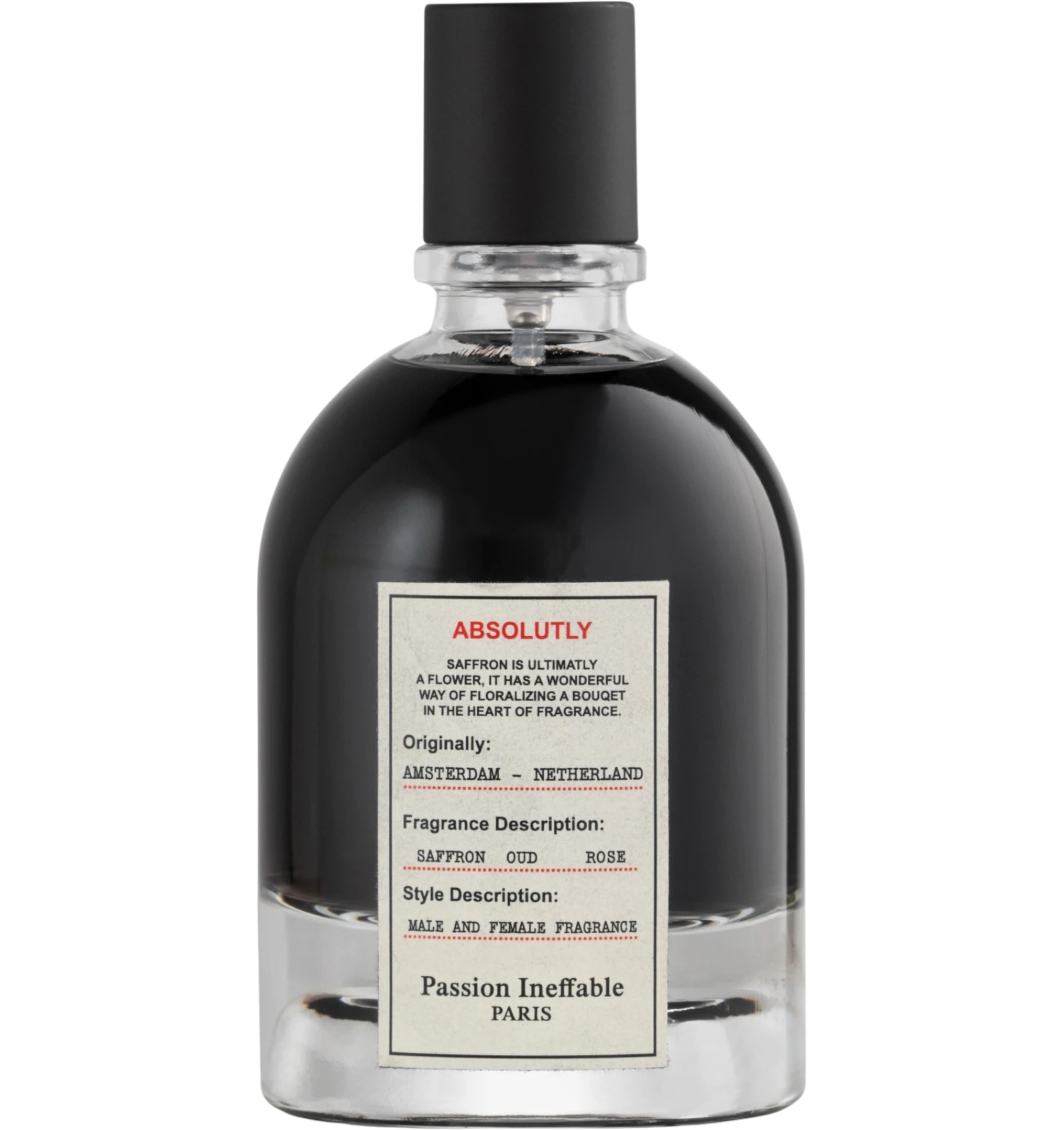 Passion Ineffable Absolutly extrait de parfum unisex 100ml in a black bottle