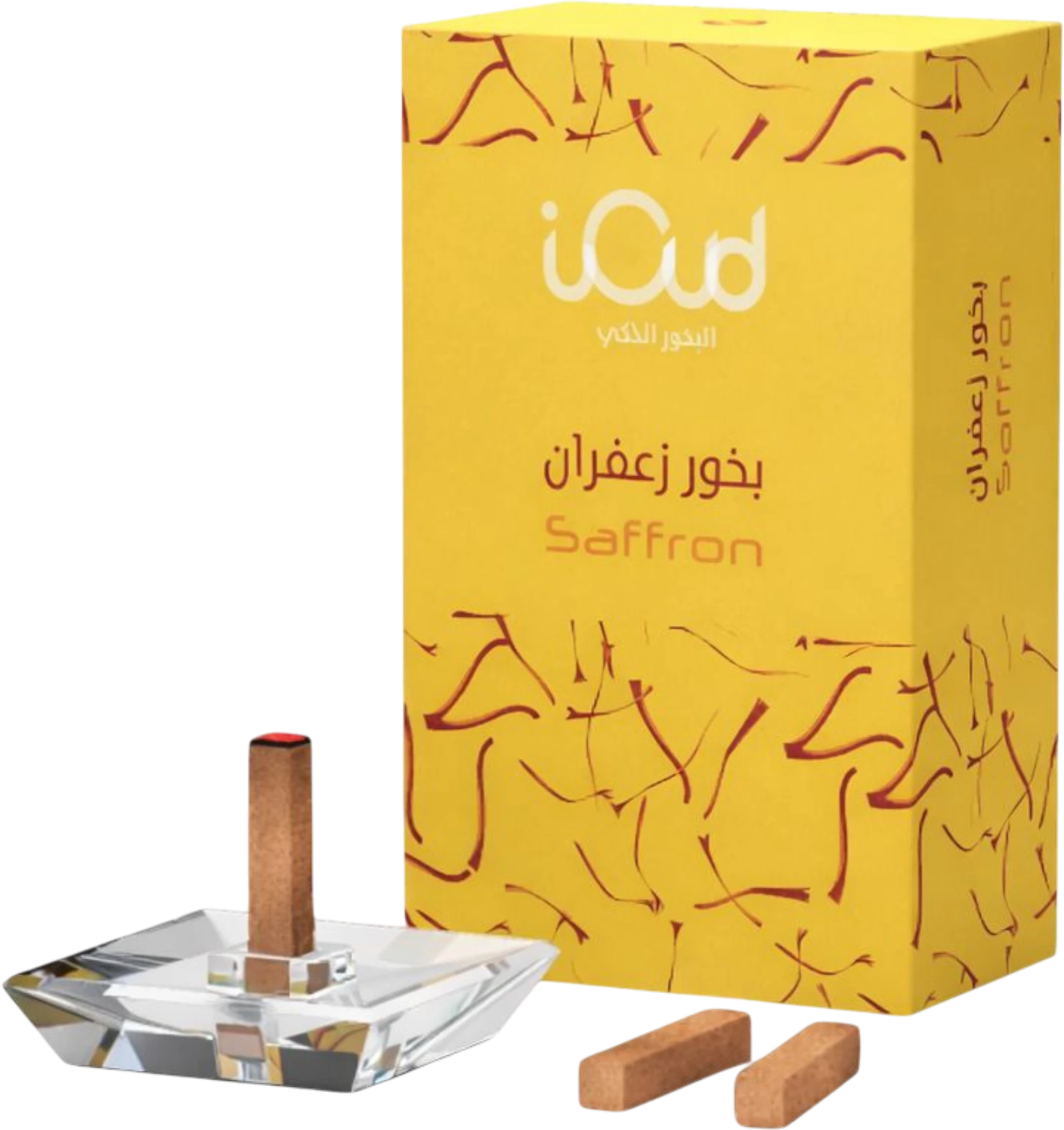 اي عود البخور الذكي بخور الزعفران مع مبخرة كريستالية عصرية