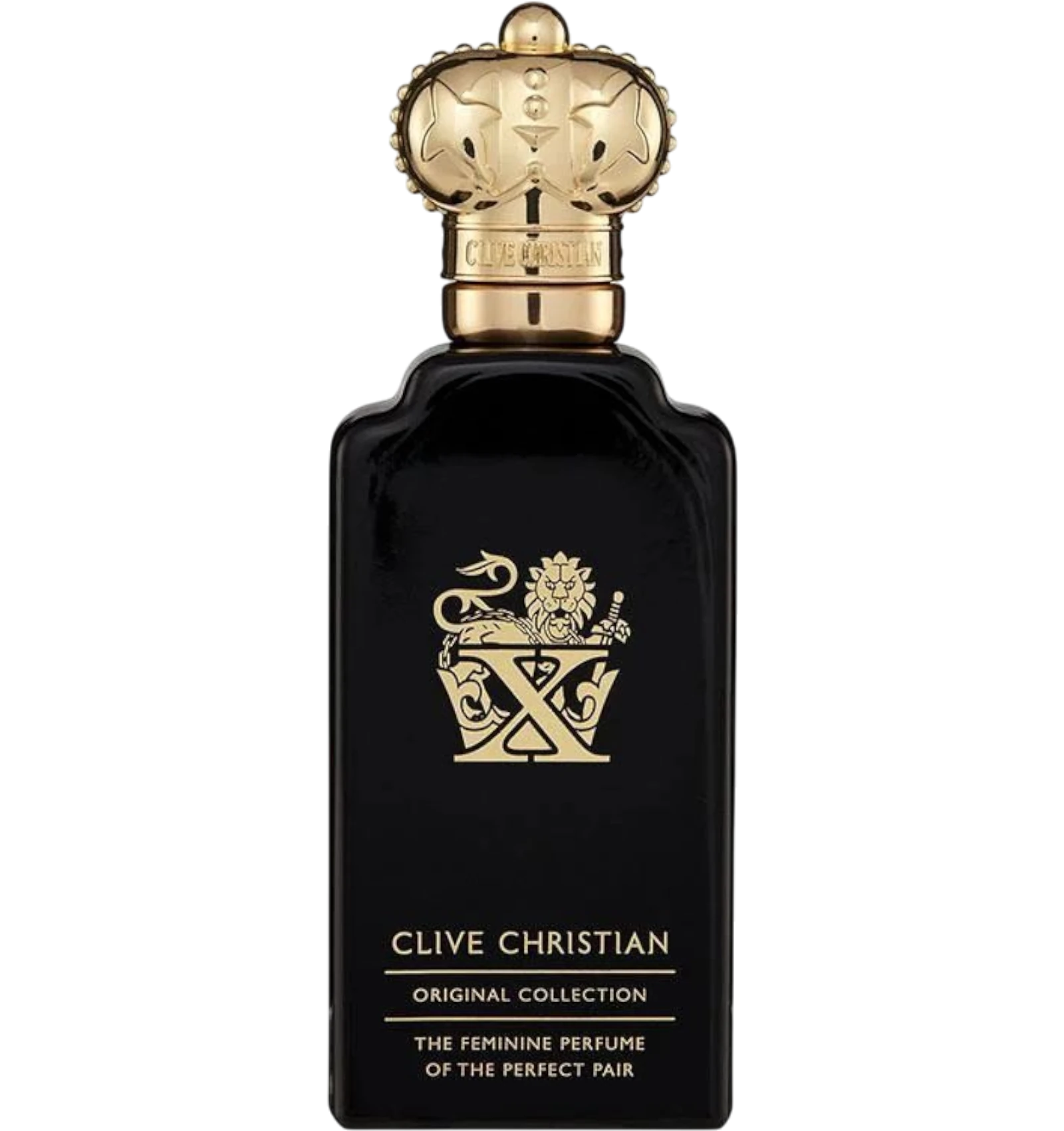 عطر اكس X من كلايف كريستيان للنساء بارفيوم 100 مل بزجاجة سوداء وتاج ذهبي
