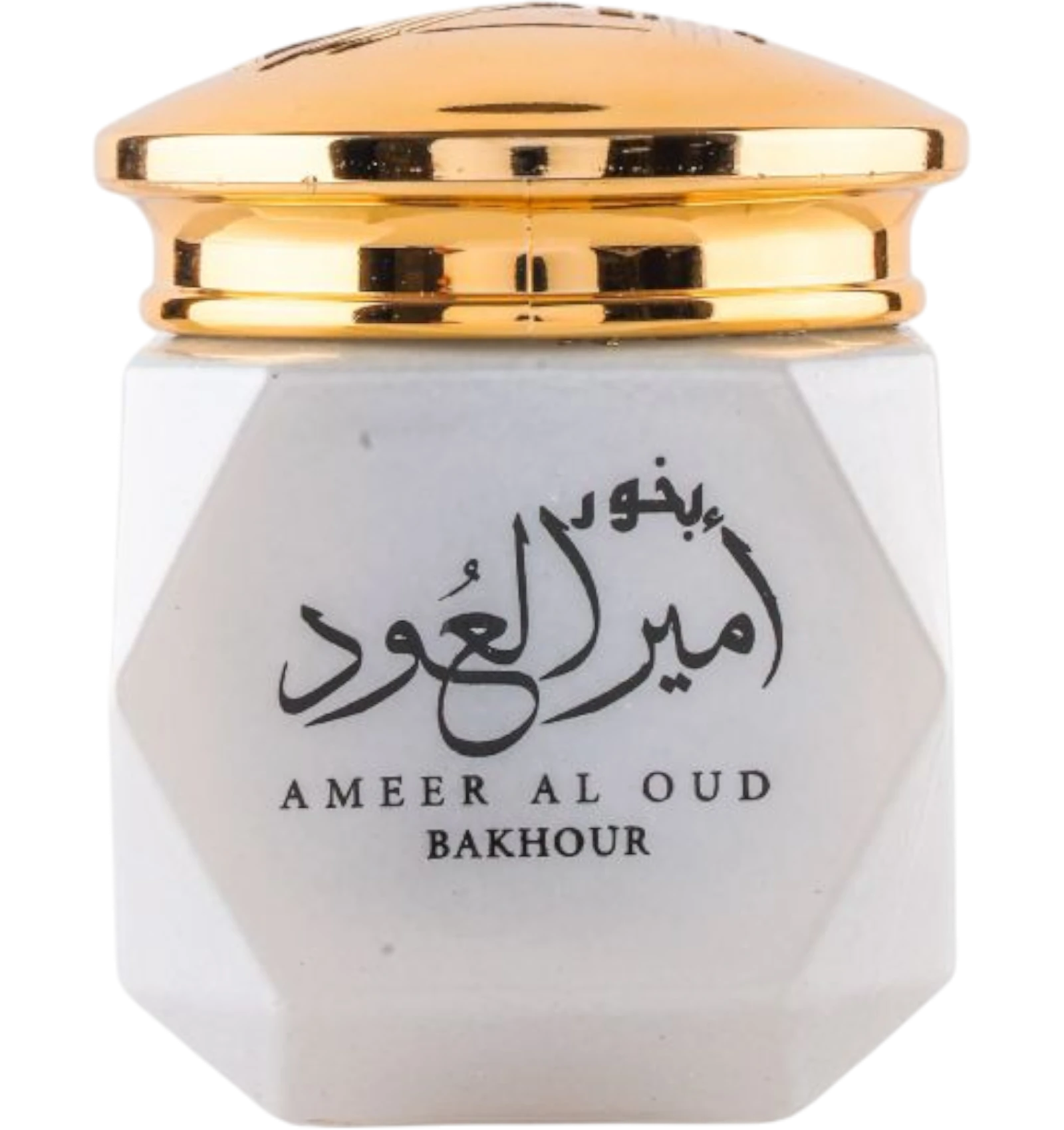بخور أمير العود من ألماس 40 جم بعلبة بيضاء وغطاء ذهبي