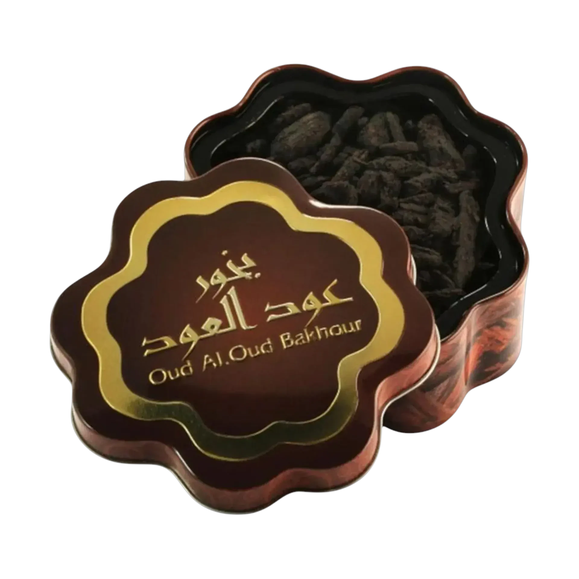بخور عود العود من ألماس 30 جم بعلبة معدنية بتصميم زهرة