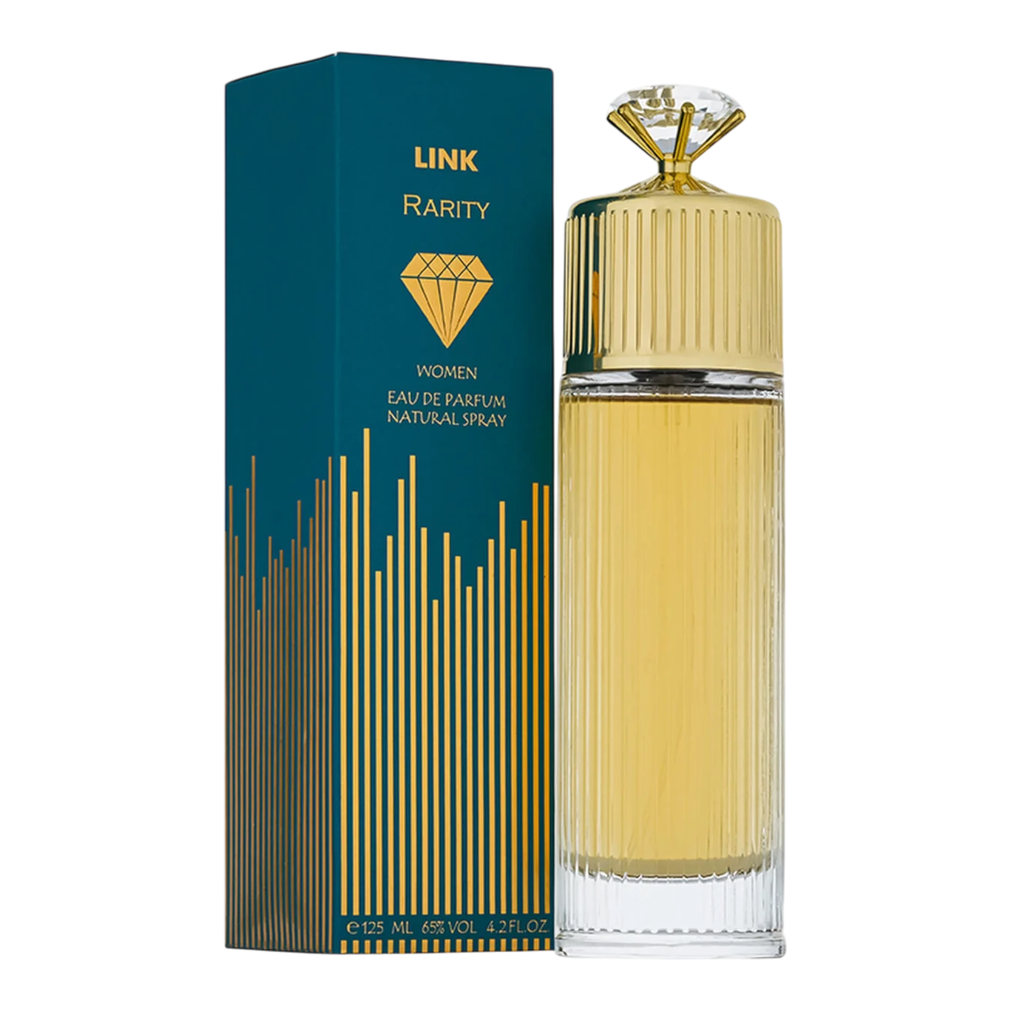 عطر لينك رارتي من درعه نسائي زجاجة ذهبية بغطاء الماسي 125 مل