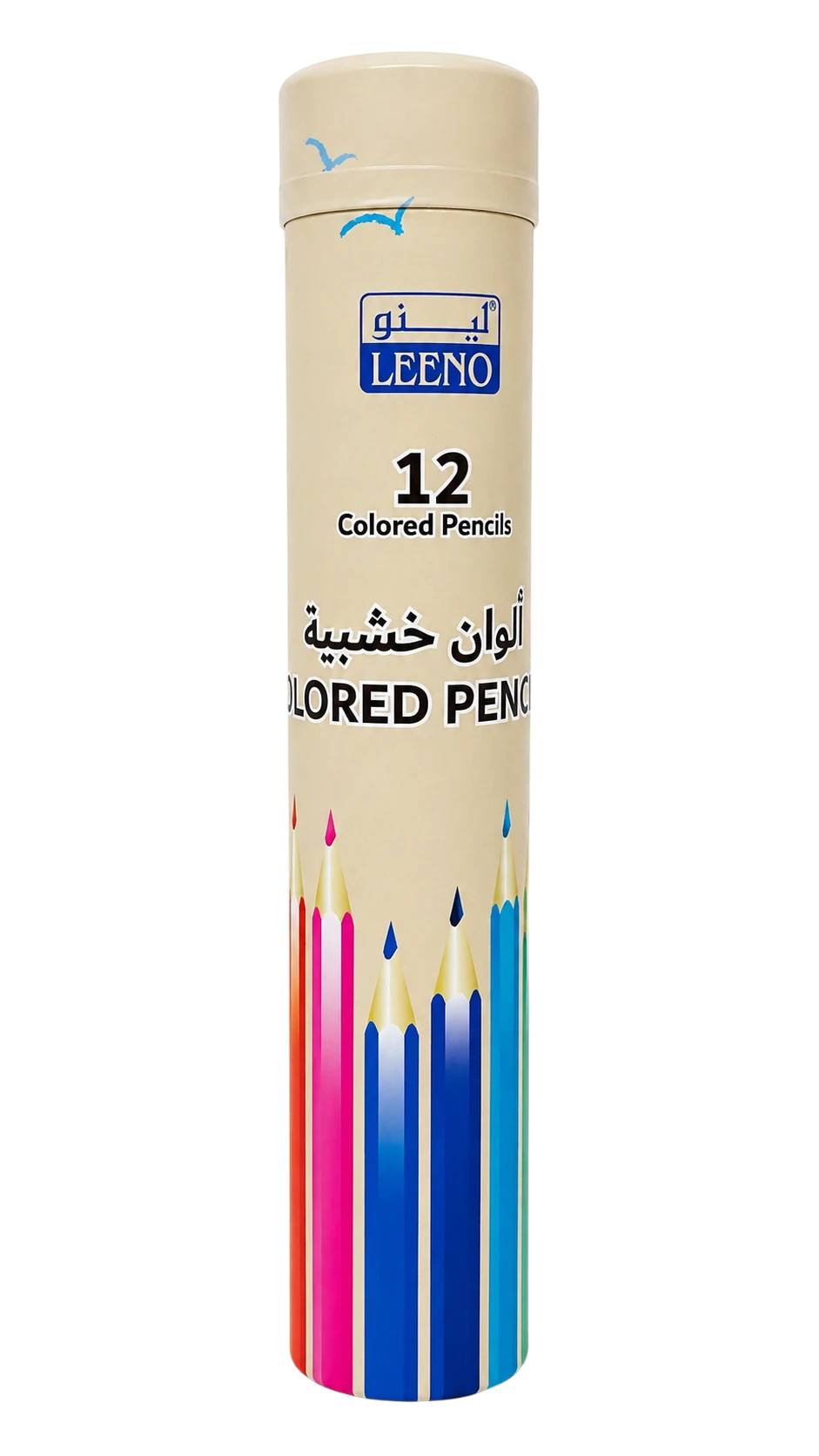 لينو الوان خشبية 12 لون بعلبة معدنية اسطوانية للاطفال