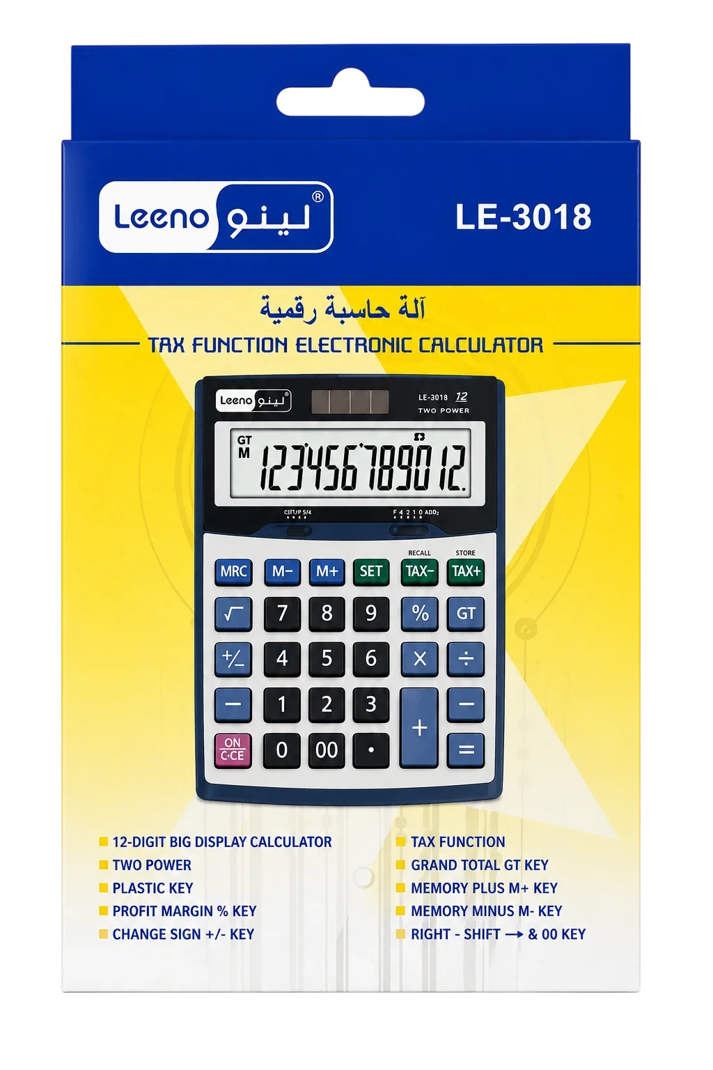 لينو آلة حاسبة رقمية LE-3018 بشاشة كبيرة وخاصية الضريبة