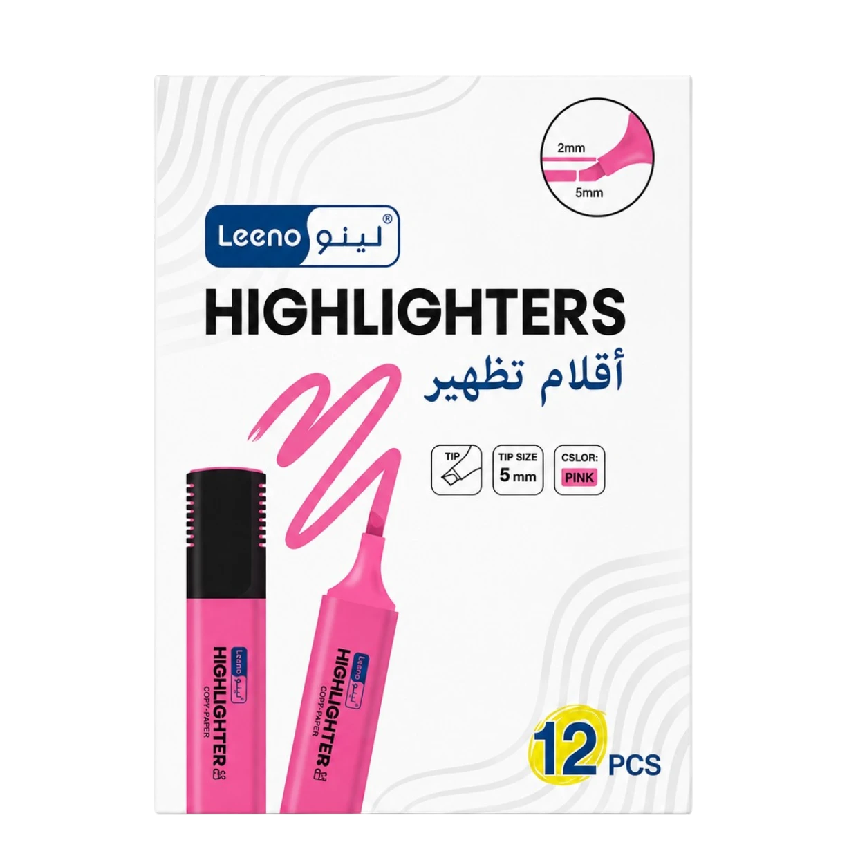 Leeno Pink Highlighter Set of 10 for copy paper marking