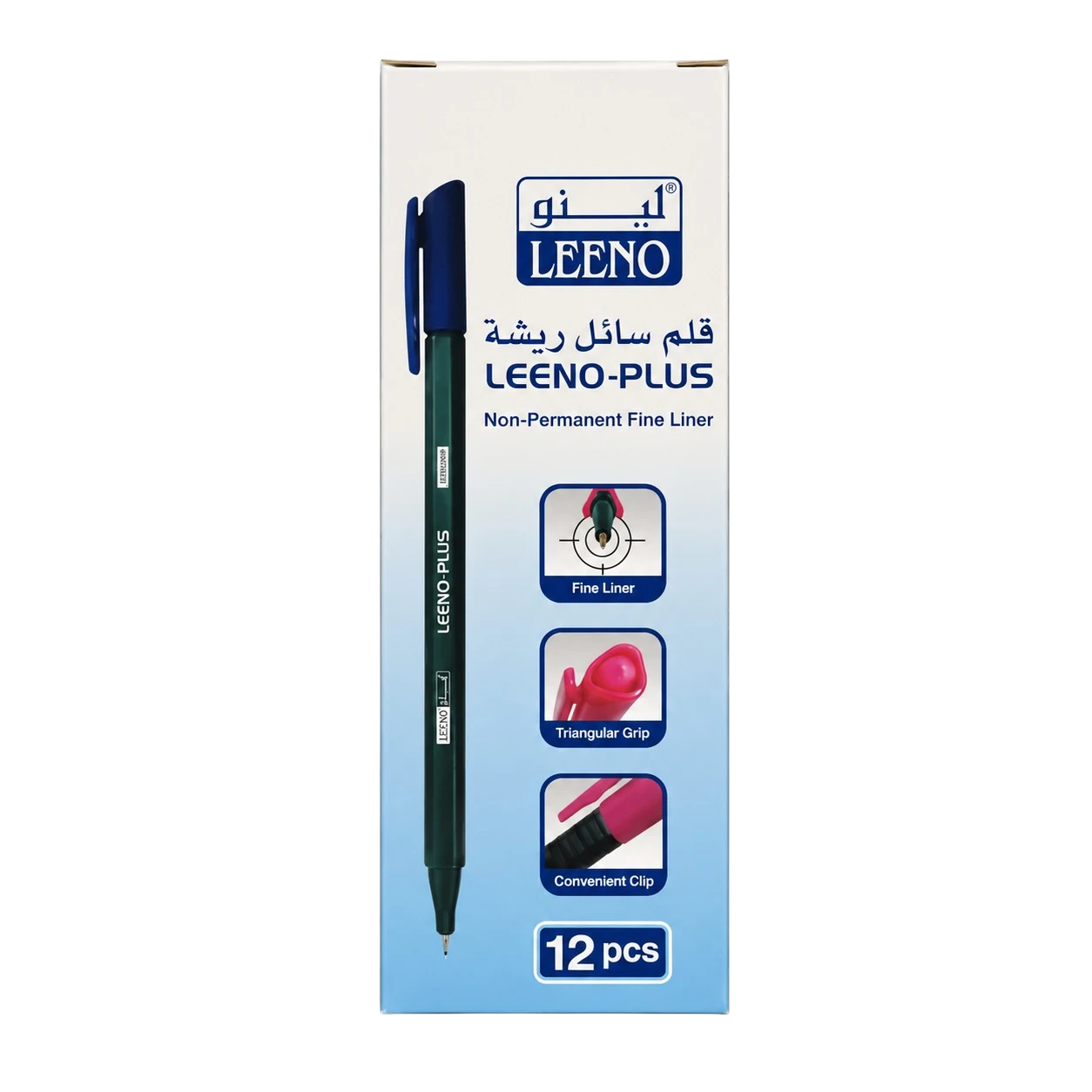 Leeno Plus fineliner pen 0.4mm blue pack of 12 pens for everyday writing