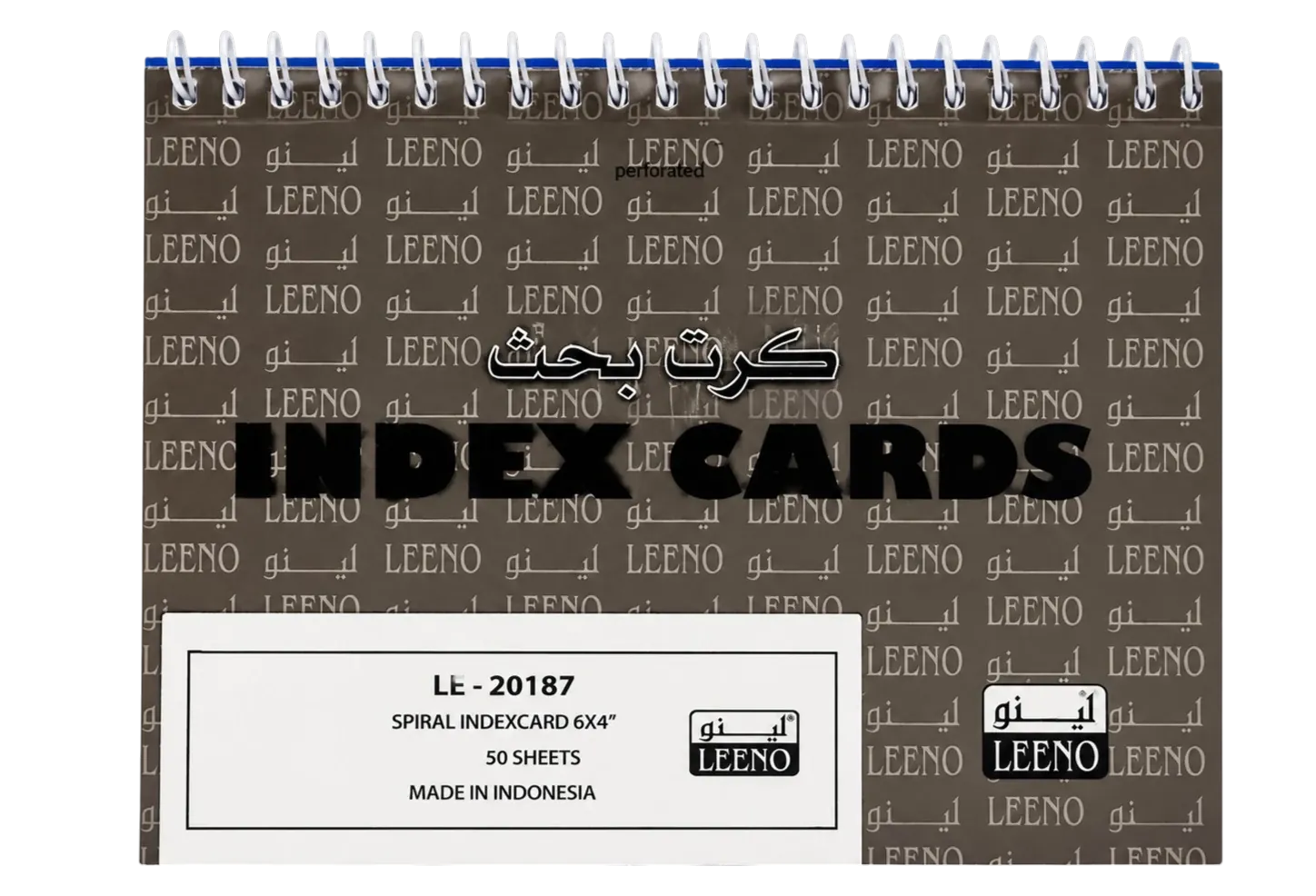 كرت بحث لينو سلك حلزوني مقاس 4×6 بغلاف بني منقوش