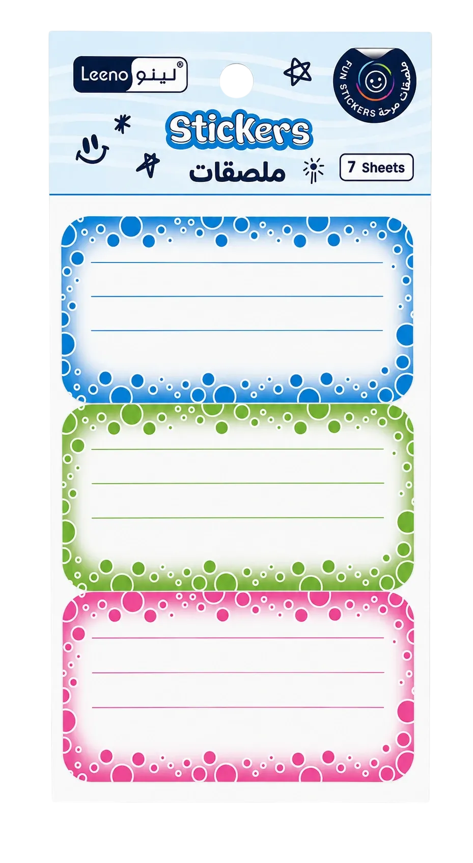ملصقات لينو PP مقاس 8×12 سم بتصاميم ملونة للأسماء