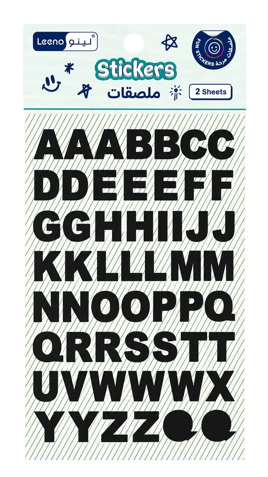 Leeno Black English Alphabet Letter Stickers – 2 Sheets - GOMLA