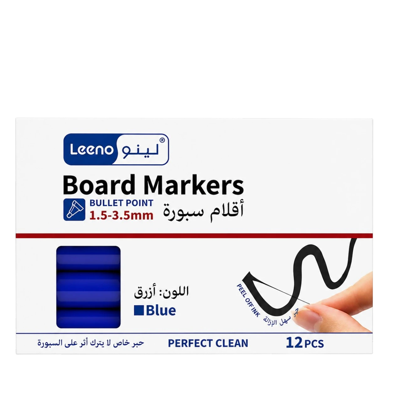 اقلام سبورة لينو باللون الازرق طقم 12 قلم بحبر قابل للمسح