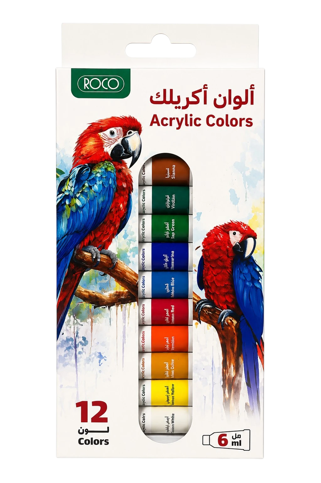 روكو ألوان أكريليك أنبوب 6 مل عبوة 12 لون متنوع