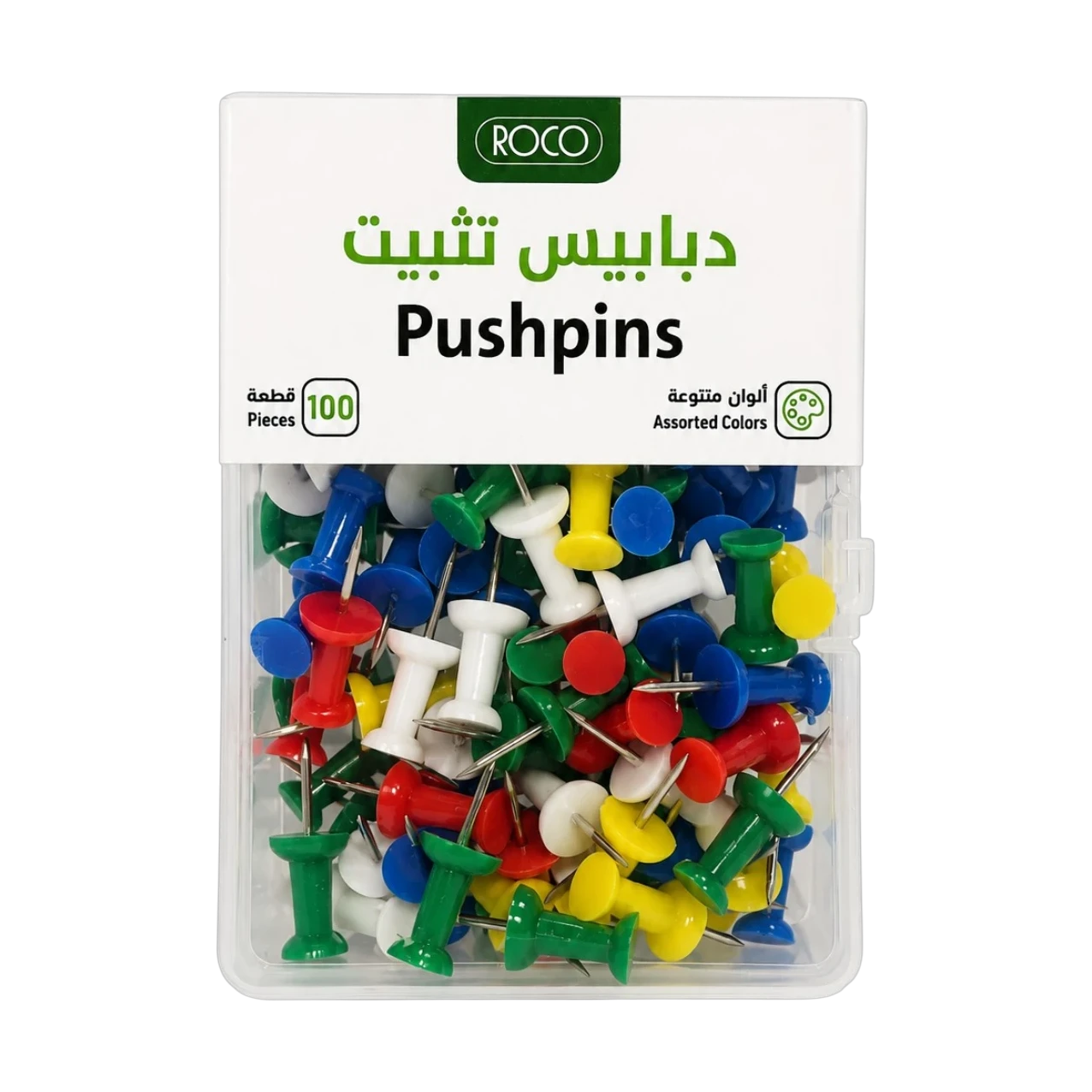 دبابيس تثبيت روكو 100 قطعة بألوان متنوعة لتنظيم المكتب