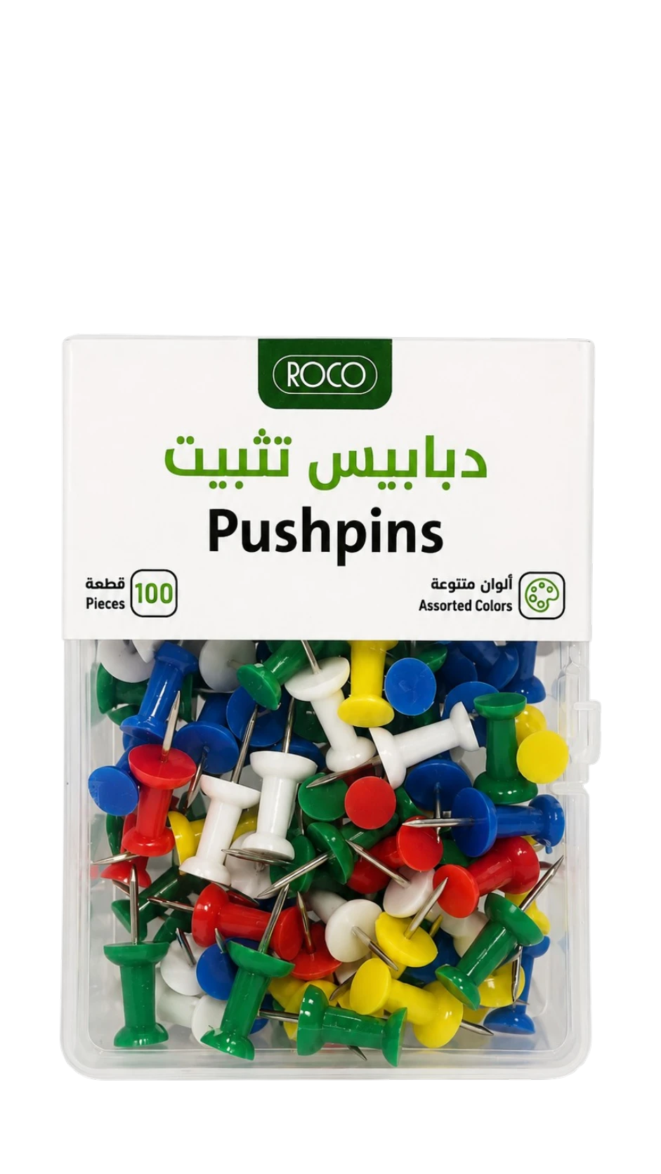 دبابيس تثبيت روكو 100 قطعة بألوان متنوعة لتنظيم المكتب
