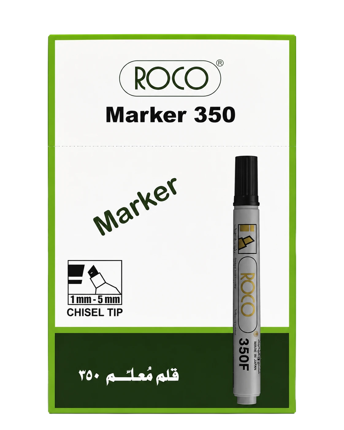 روكو قلم معلم اسود 350F رأس مشطوف بعلبة اثني عشر قلم