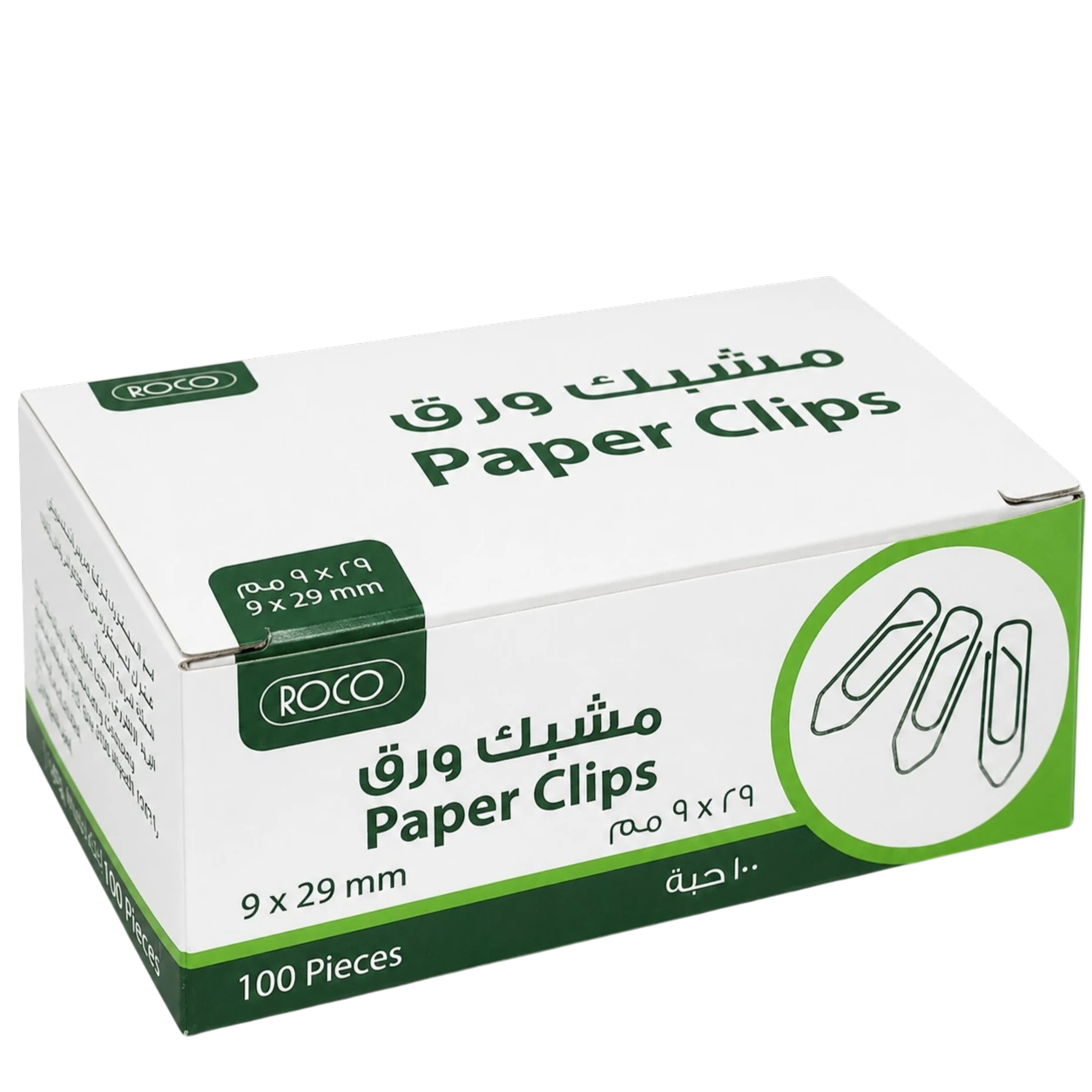 روكو مشبك ورق وسط 29x9 ملم علبة 100 قطعه معدنية