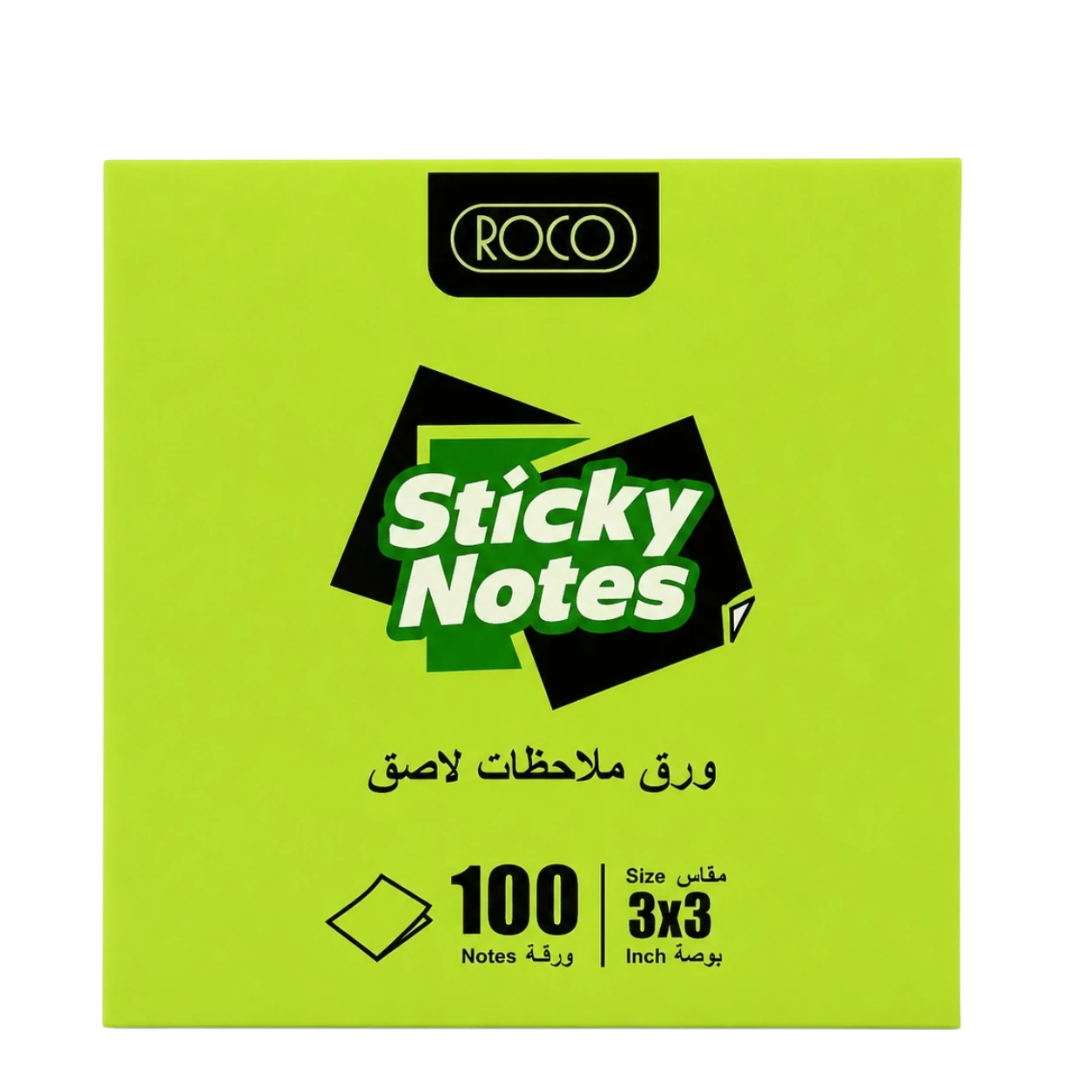 ورق ملاحظات لاصق روكو ملون 3×3 بوصة 100 ورقة