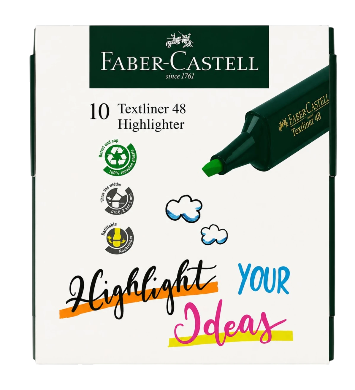 Faber-Castell Textliner 48 green highlighter set of 10 markers